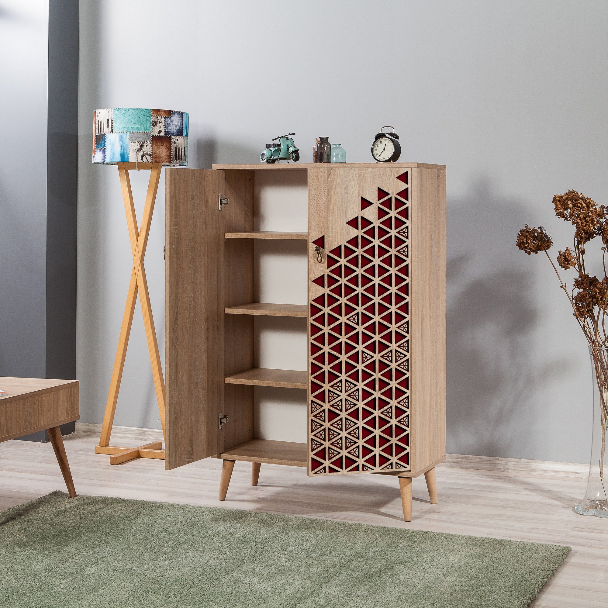 Armário multifuncional – 80 x 127 x 36 cm – Carvalho Sonoma – Melamina