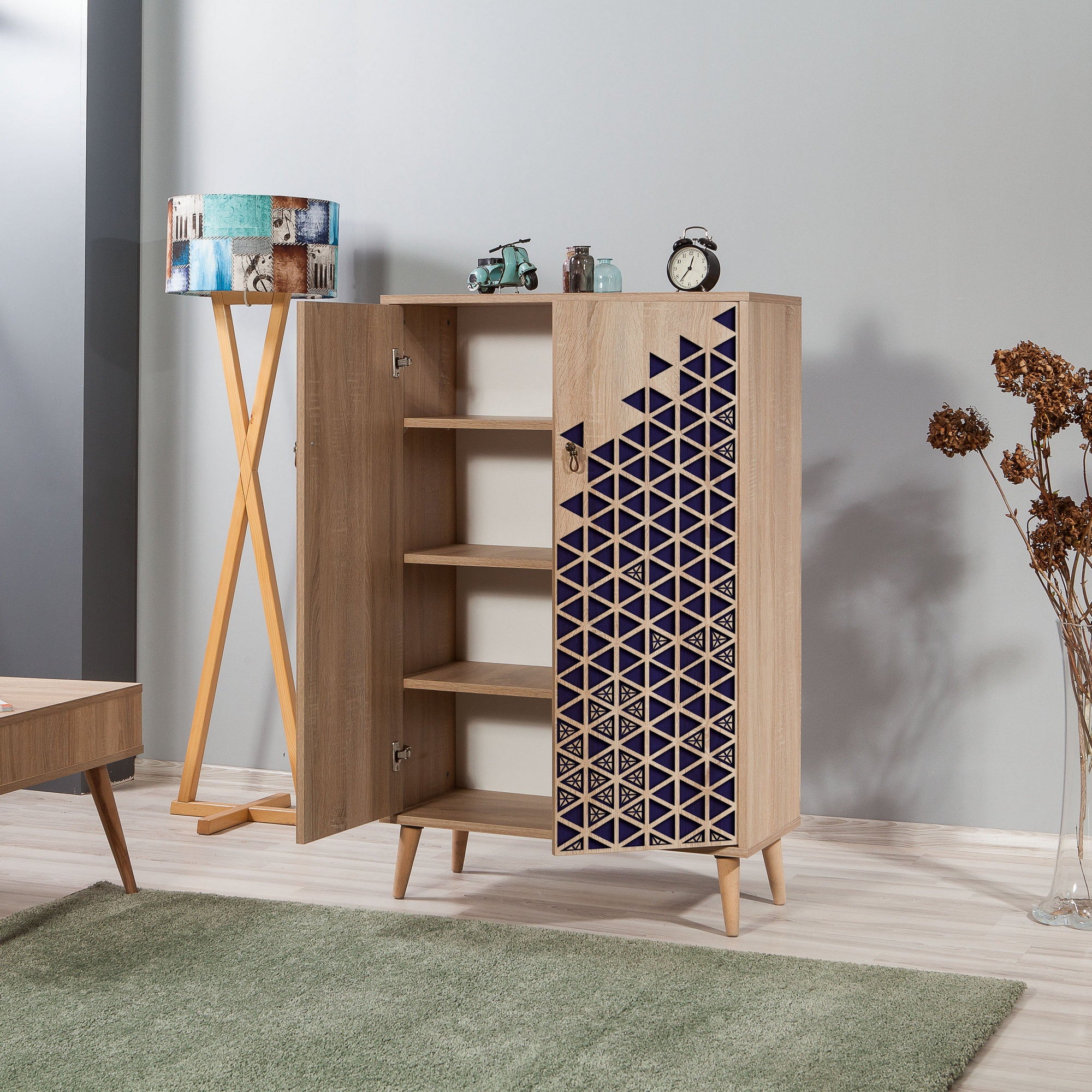 Armário multifuncional – 80 x 127 x 36 cm – Carvalho Sonoma – Melamina