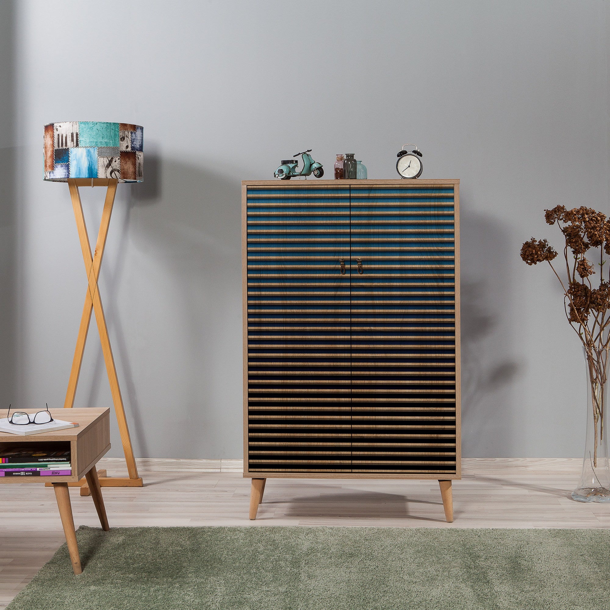 Armário multiuso – 80 x 127 x 36 cm – Carvalho Sonoma – Painel de partículas revestido a melamina