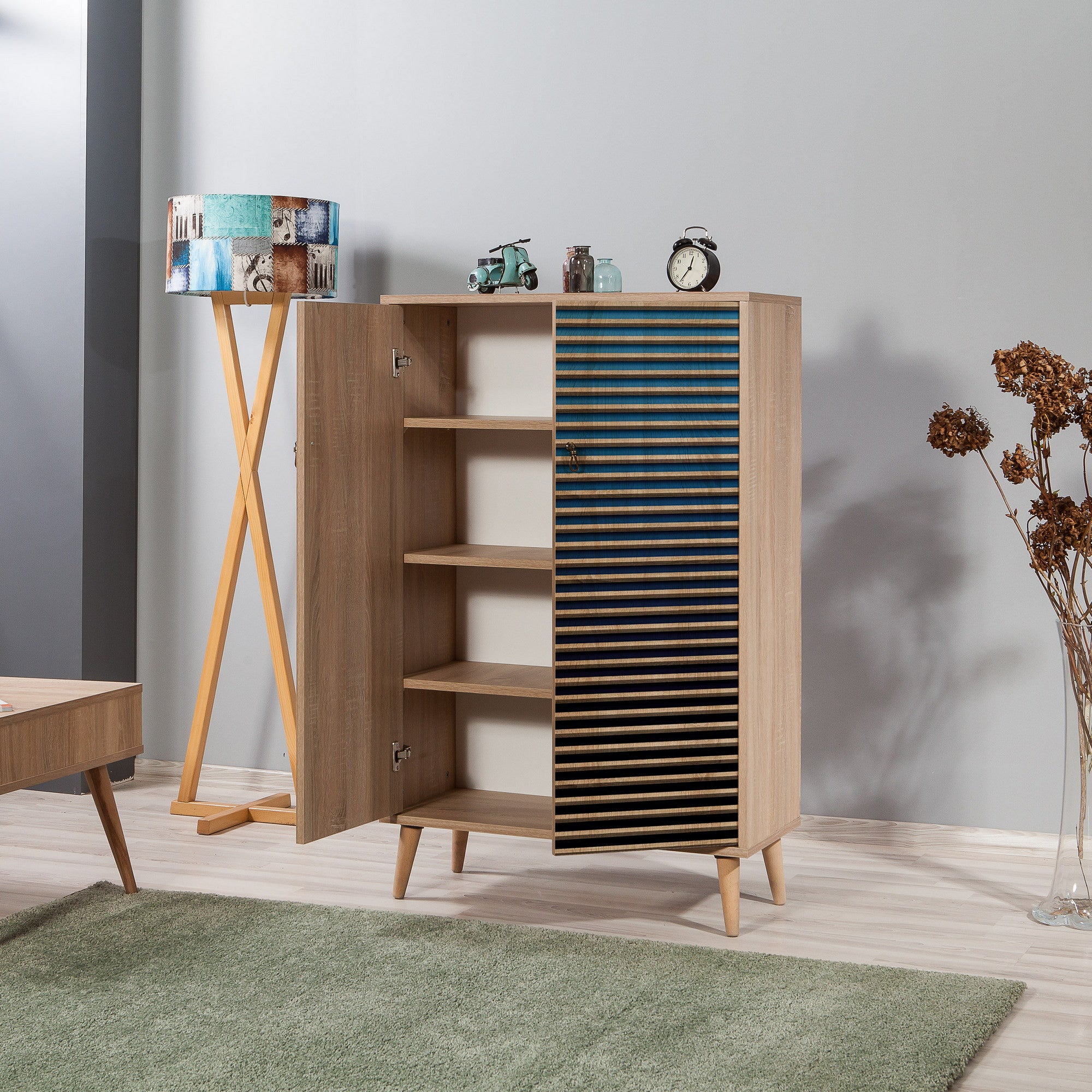 Armário multiuso – 80 x 127 x 36 cm – Carvalho Sonoma – Painel de partículas revestido a melamina