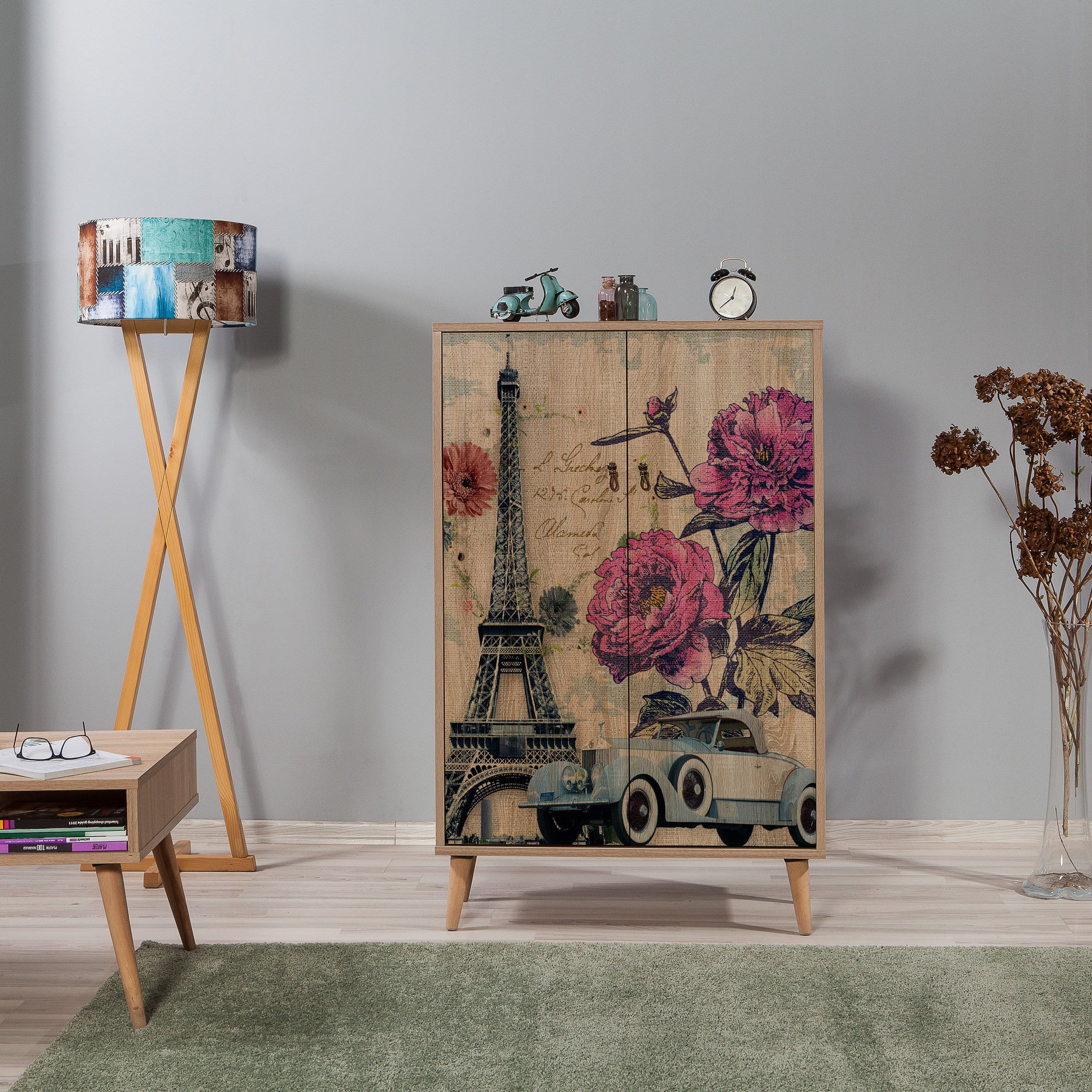 Armário multiuso – 80 x 127 x 36 cm – Carvalho Sonoma – Melamina e Madeira