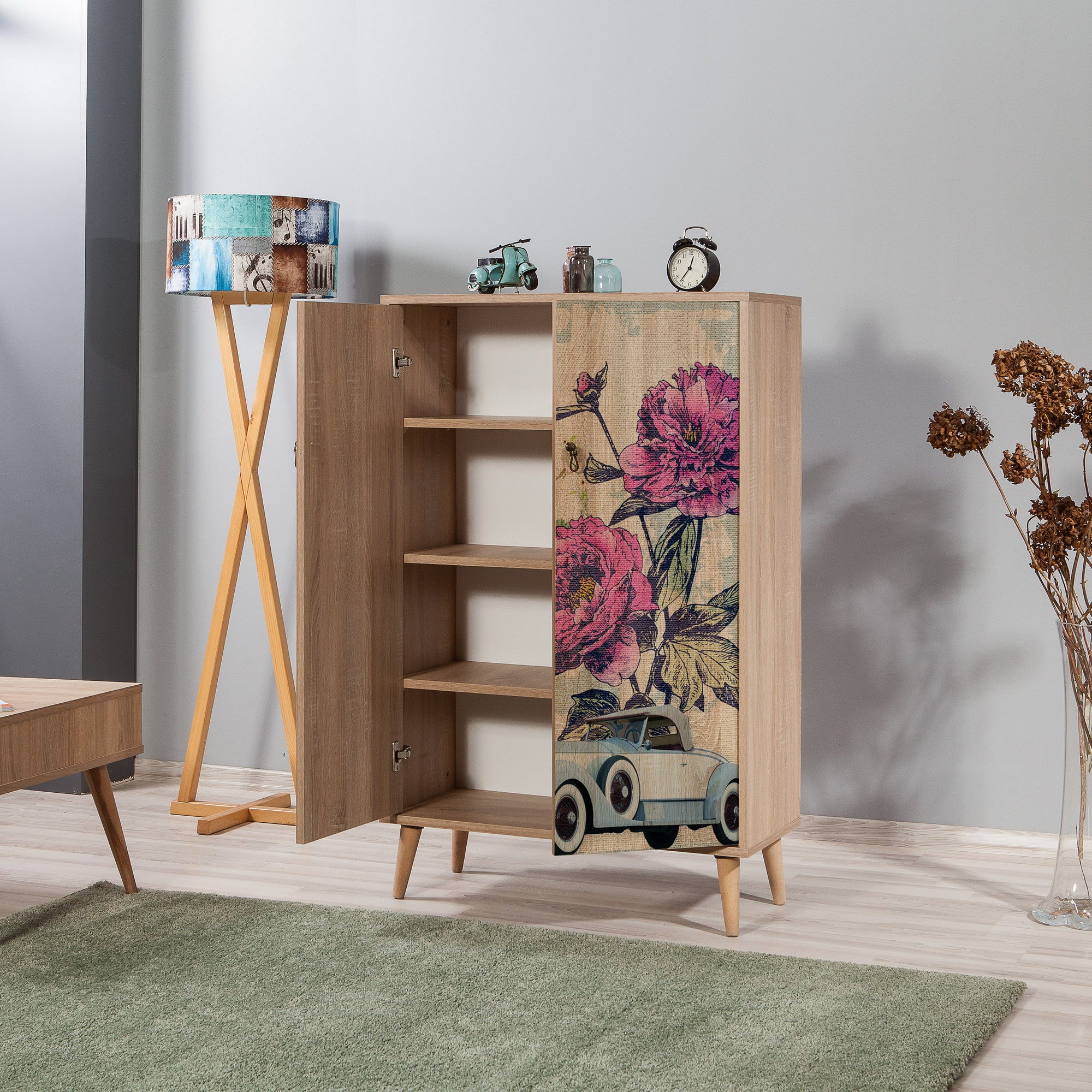 Armário multiuso – 80 x 127 x 36 cm – Carvalho Sonoma – Melamina e Madeira