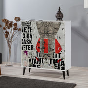 Armário moderno multiuso – 95 cm x 111 cm x 36 cm – Branco, Preto, Vermelho, Cinza – Melamina