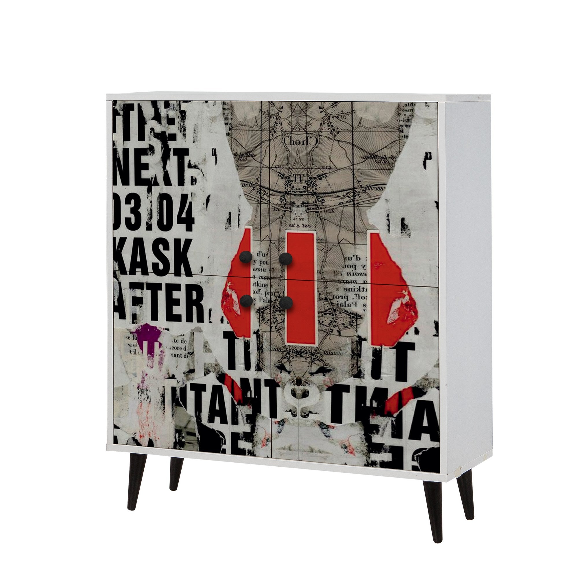 Armário moderno multiuso – 95 cm x 111 cm x 36 cm – Branco, Preto, Vermelho, Cinza – Melamina