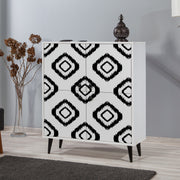 Armário moderno multiuso – 95 x 111 x 36 cm – branco e preto – melamina