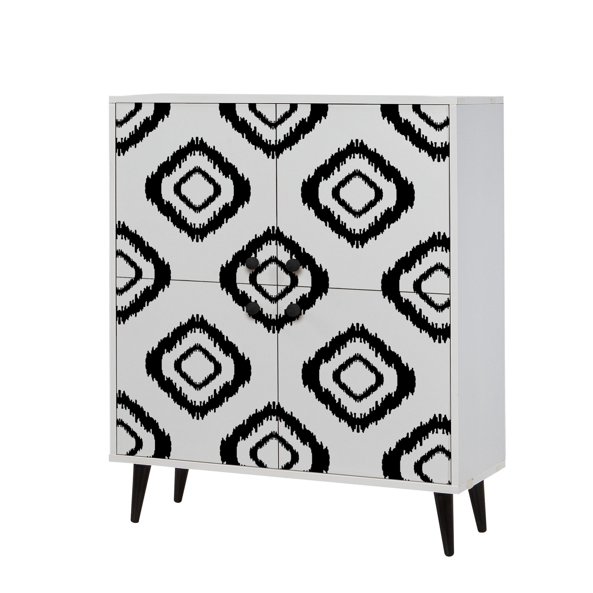 Armário moderno multiuso – 95 x 111 x 36 cm – branco e preto – melamina