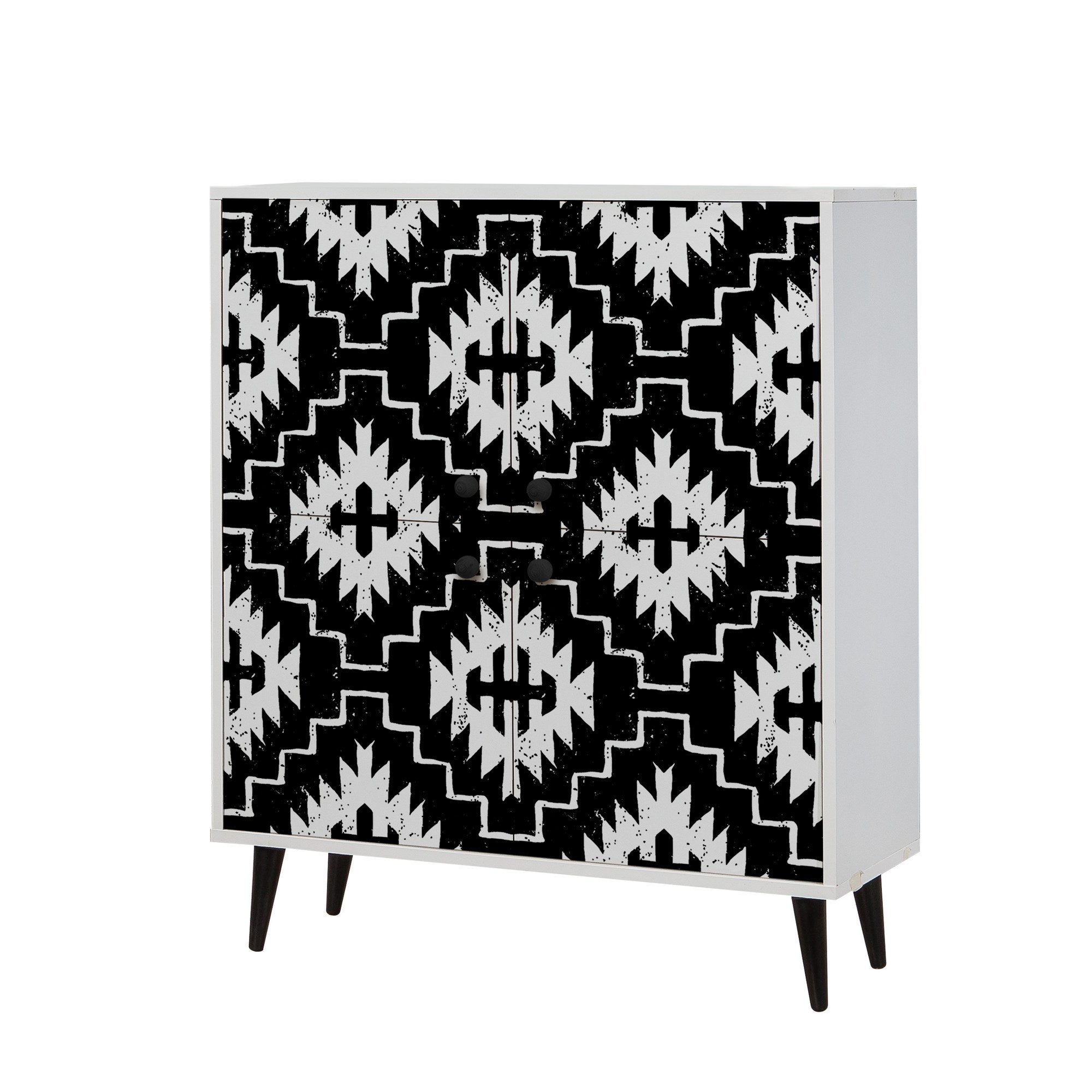 Armário moderno multiusos – 95 x 111 x 36 cm – preto e branco – melamina