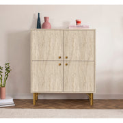 Armário multifuncional – 95 x 111 x 36 cm – cor travertino – melamina