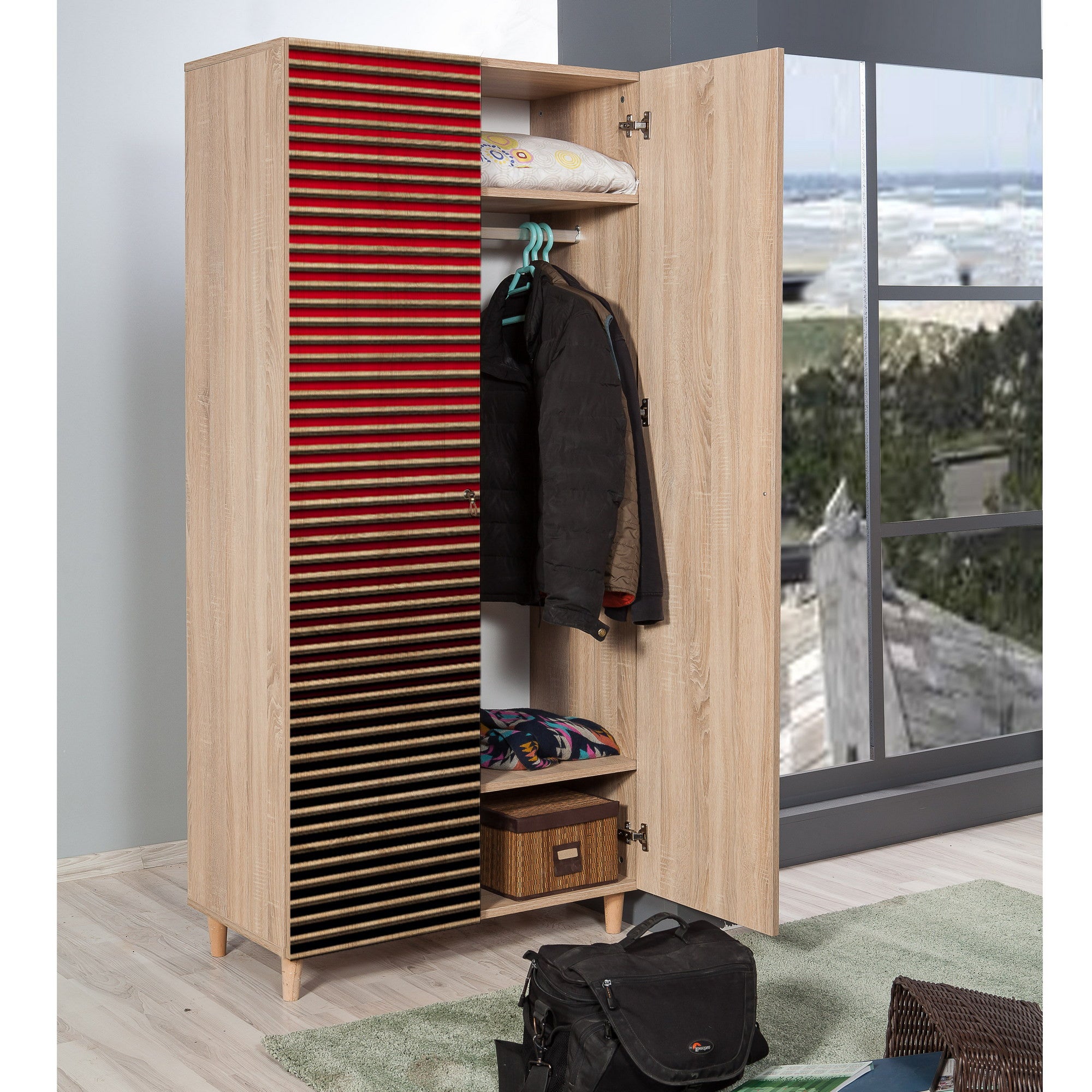 Guarda-roupa moderno – 90 x 192 x 52 cm – Carvalho Sonoma – 100% melamina