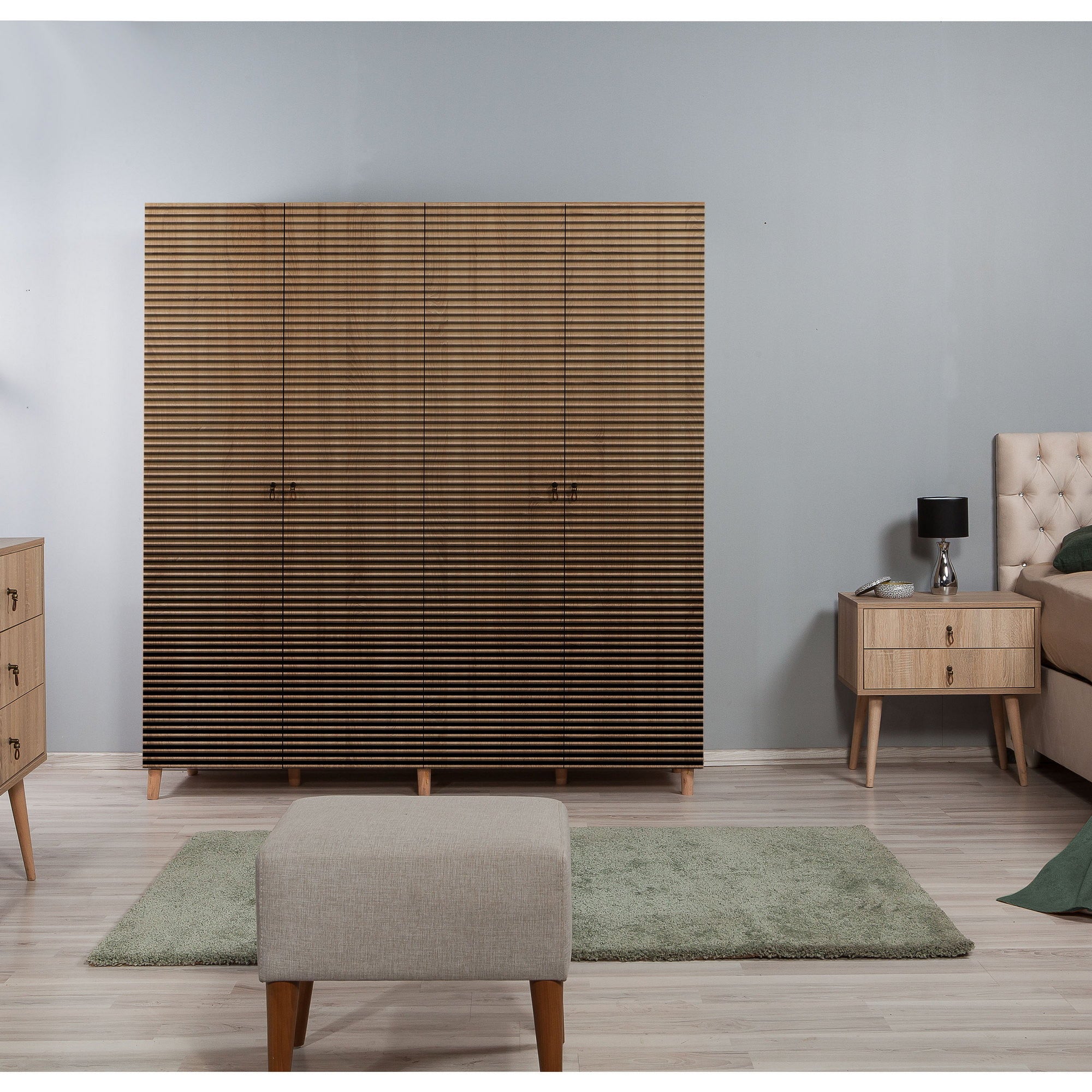 Guarda-roupa moderno em carvalho Sonoma – 180 x 192 x 52 cm – melamina