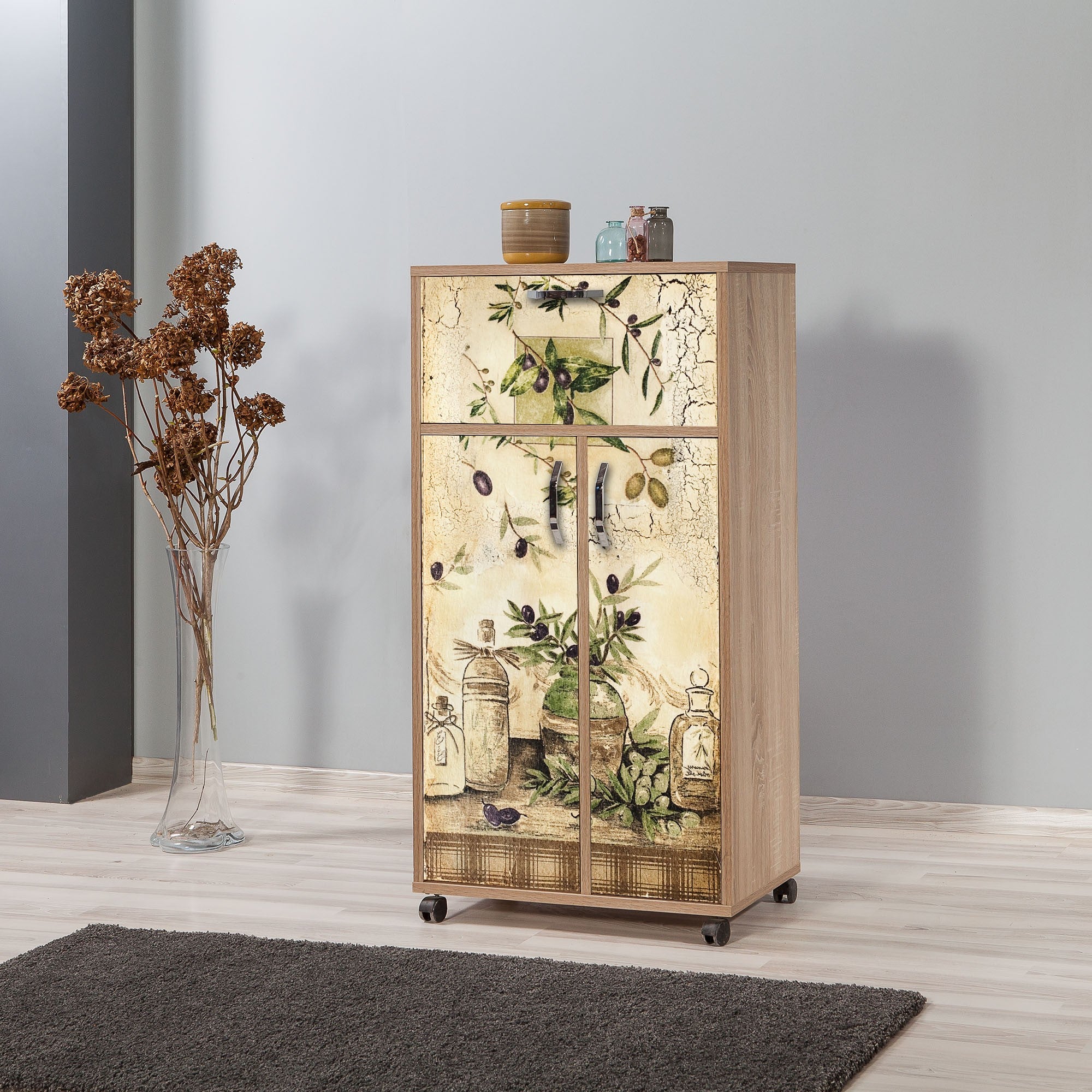 Armário multifuncional – 60 x 116 x 36 cm – Carvalho Sonoma – Painel de partículas revestido a melamina