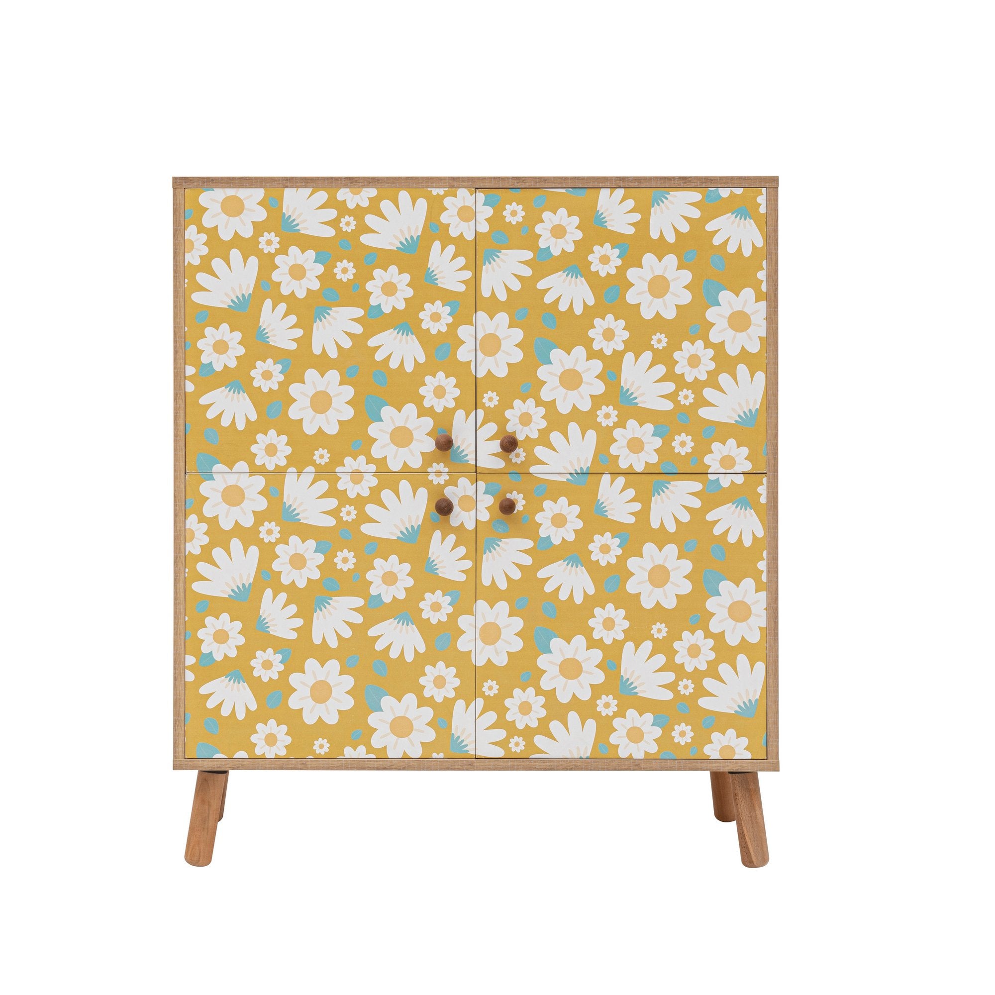 Armário multiuso – 95 cm x 111 cm x 36 cm – Sonomo, Amarelo e Branco – Melamina