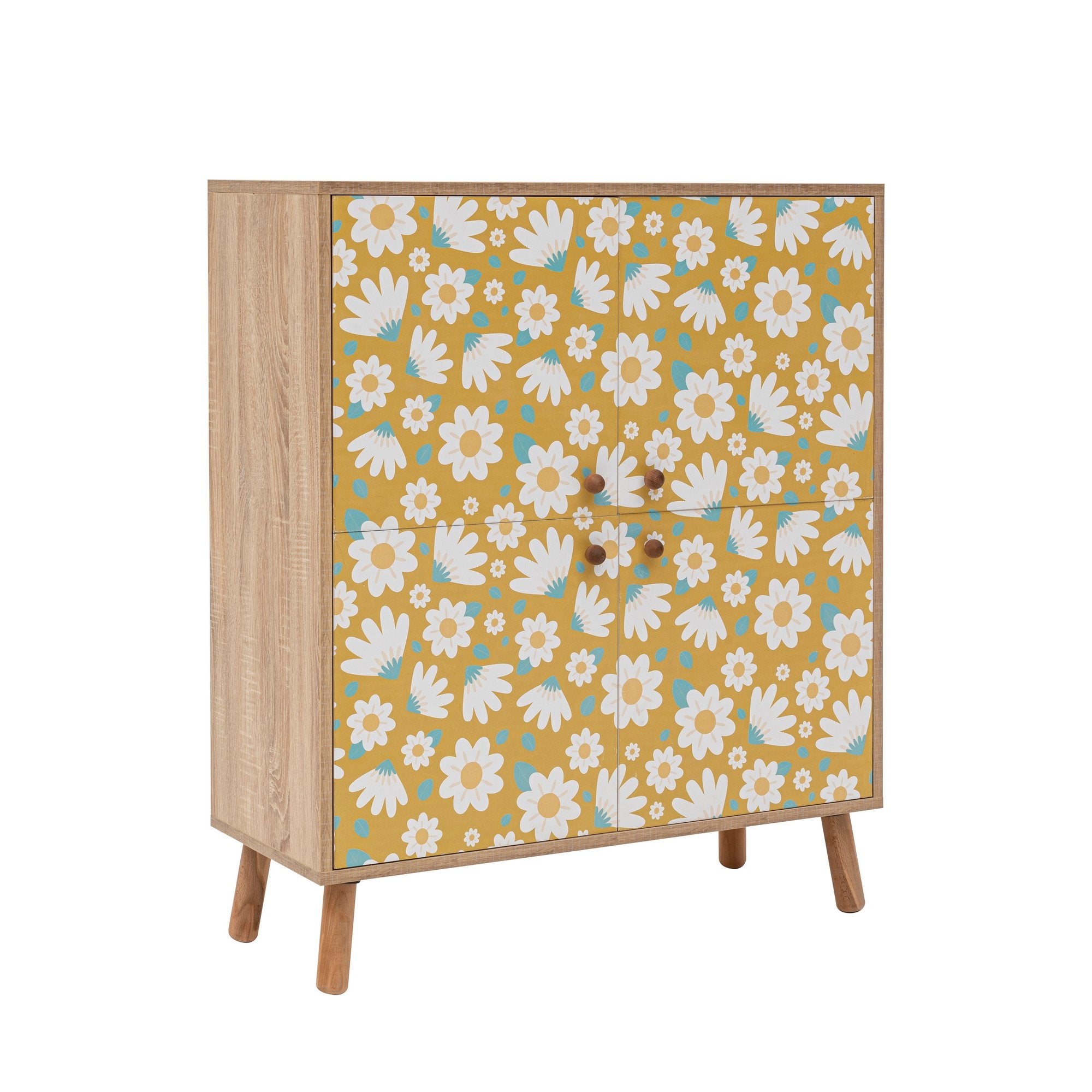 Armário multiuso – 95 cm x 111 cm x 36 cm – Sonomo, Amarelo e Branco – Melamina