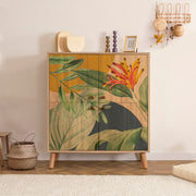 Armário multifuncional – 95 cm x 111 cm x 36 cm – Sonomo, verde e amarelo – 100% revestido em melamina