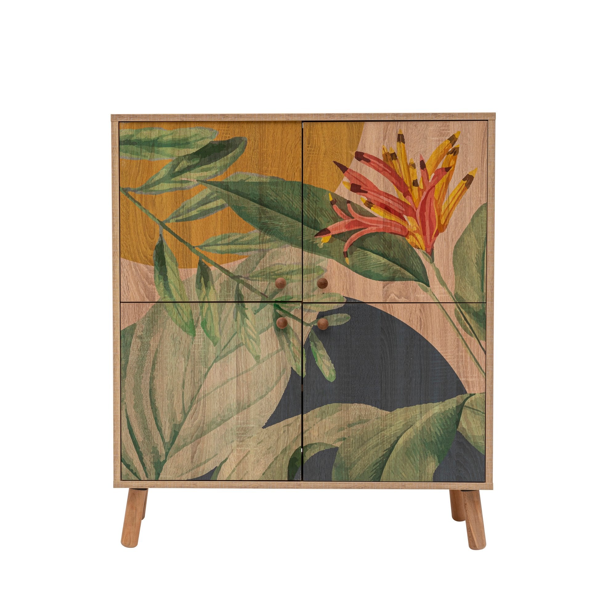 Armário multifuncional – 95 cm x 111 cm x 36 cm – Sonomo, verde e amarelo – 100% revestido em melamina