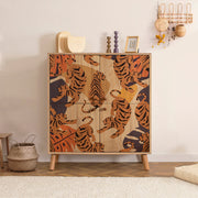 Armário multifuncional – 95 cm x 111 cm x 36 cm – Sonomo, laranja e vermelho clarete – 100% revestido em melamina