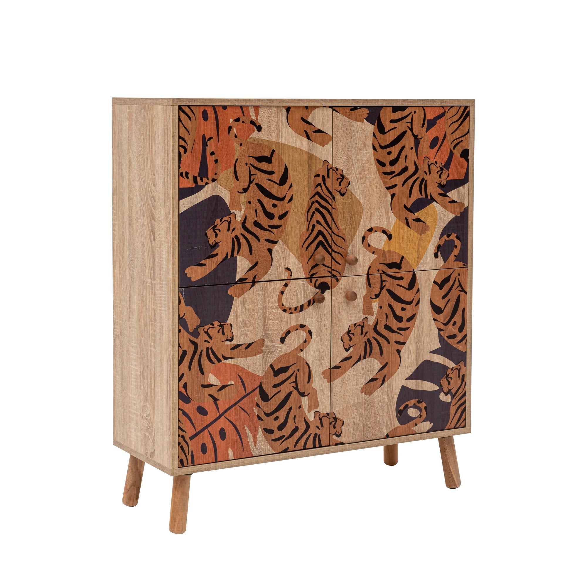 Armário multifuncional – 95 cm x 111 cm x 36 cm – Sonomo, laranja e vermelho clarete – 100% revestido em melamina