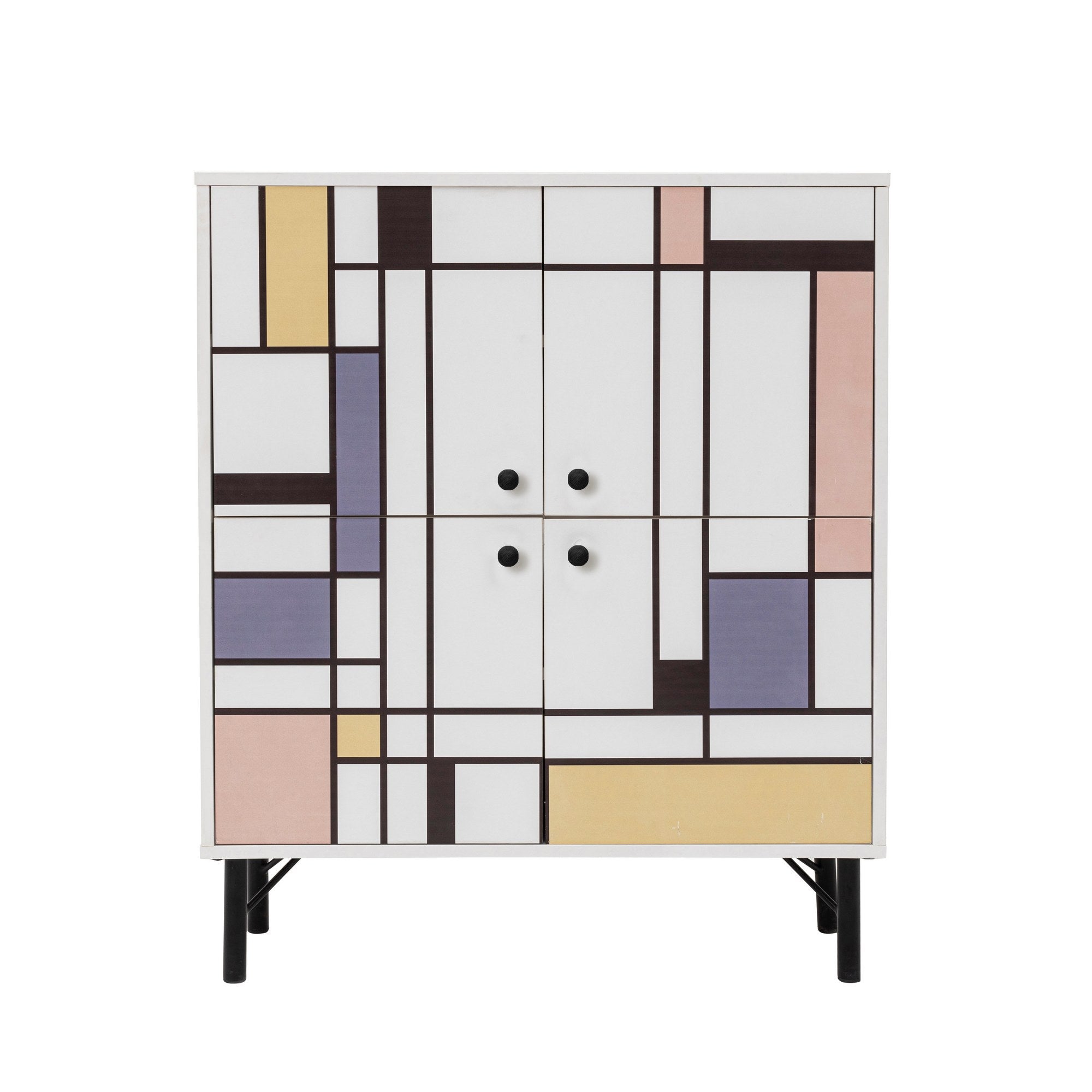 Armário multifuncional – 95 cm x 111 cm x 36 cm – Branco, Castanho, Roxo, Amarelo – Melamina