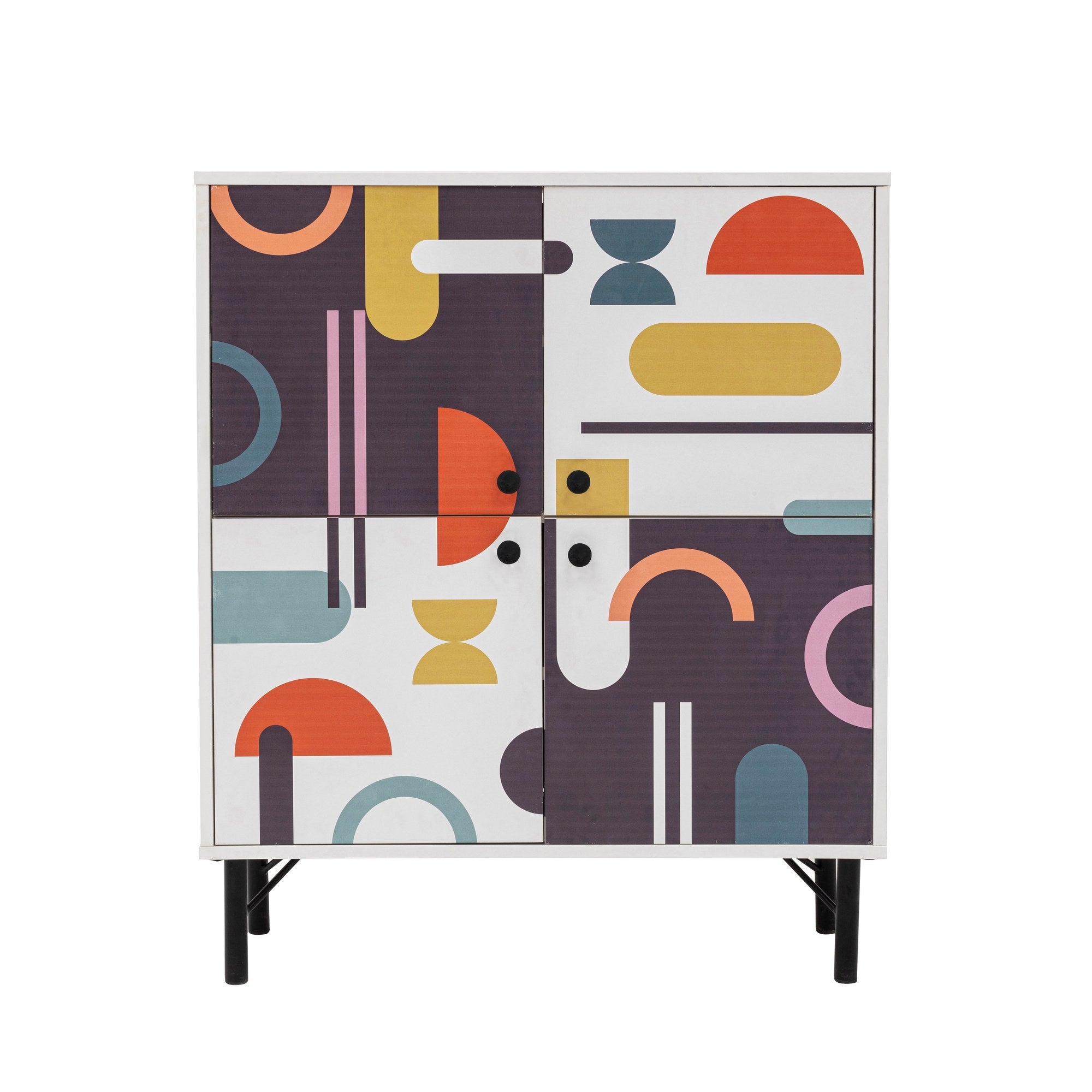 Armário multifuncional – 95 cm x 111 cm x 36 cm – Branco, Castanho, Roxo, Mostarda – Melamina