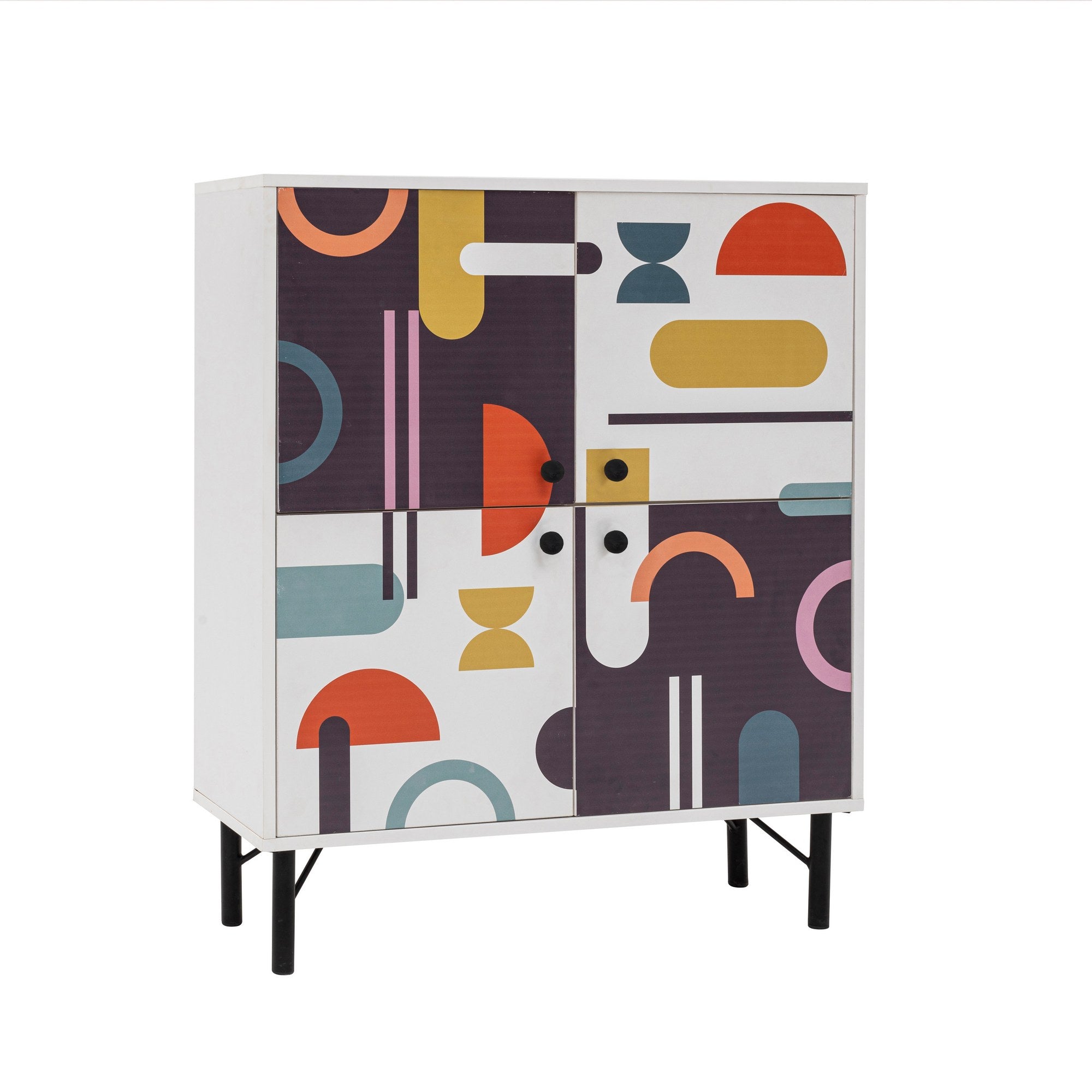 Armário multifuncional – 95 cm x 111 cm x 36 cm – Branco, Castanho, Roxo, Mostarda – Melamina