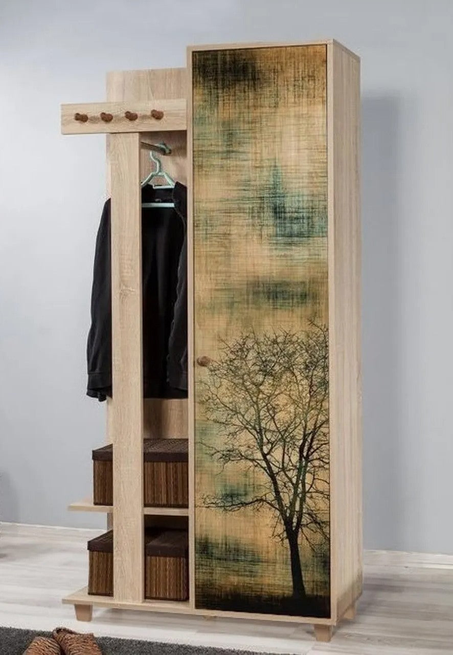 Conjunto para hall de entrada – 90 x 192 x 36 cm – Carvalho Sonoma – Aglomerado revestido de Melamina