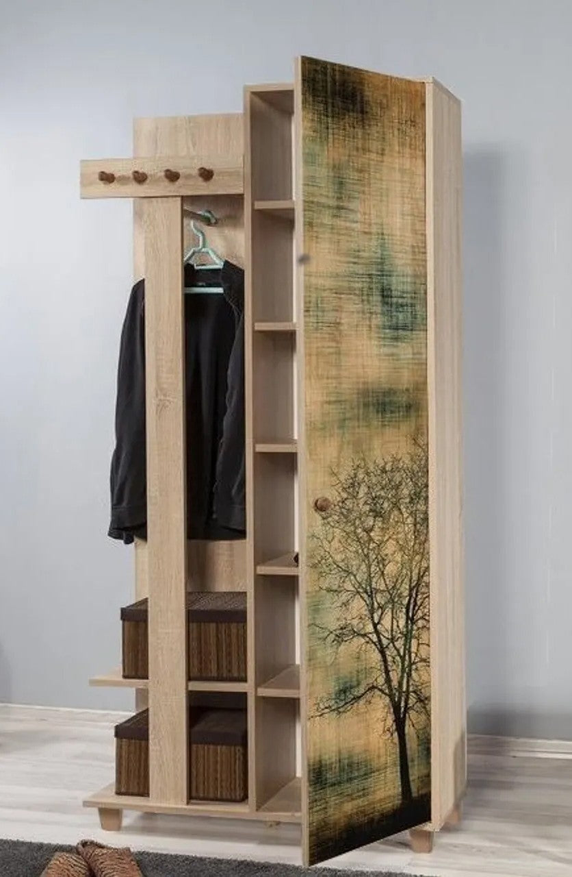 Conjunto para hall de entrada – 90 x 192 x 36 cm – Carvalho Sonoma – Aglomerado revestido de Melamina