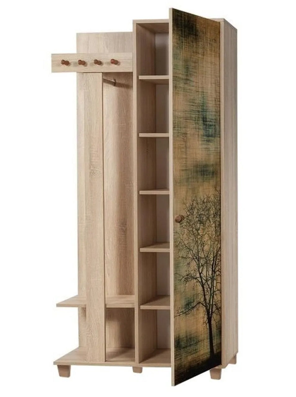 Conjunto para hall de entrada – 90 x 192 x 36 cm – Carvalho Sonoma – Aglomerado revestido de Melamina