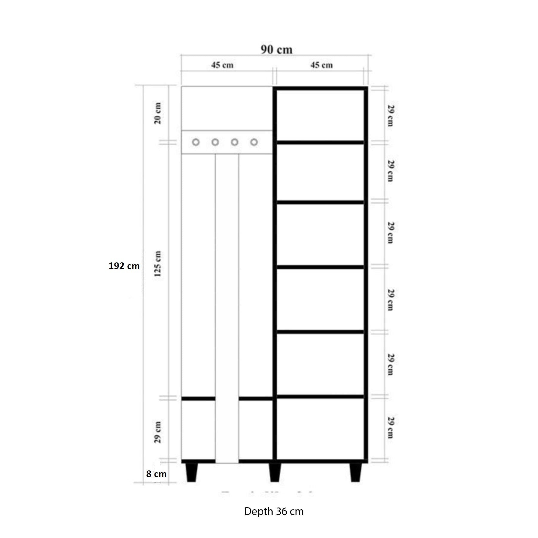Conjunto para hall de entrada – 90 x 192 x 36 cm – Carvalho Sonoma – Aglomerado revestido de Melamina