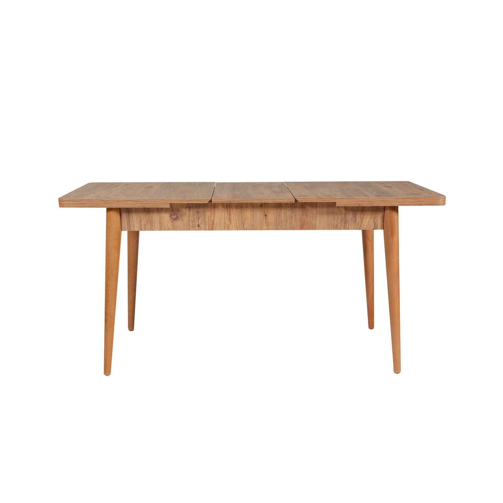 Conjunto de mesa de jantar extensível e cadeiras (4 peças), pinho do Atlântico e antracite, 130-165 cm | 100% revestido em melamina, tecido de linho, design escandinavo rústico