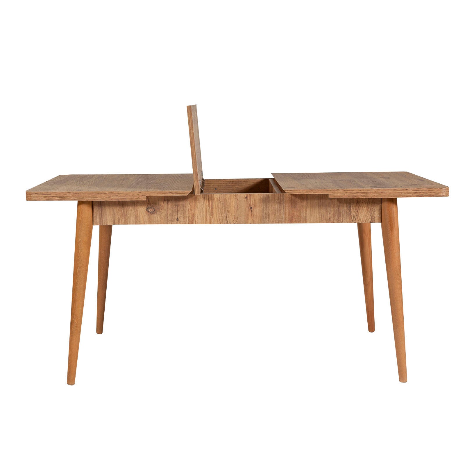 Conjunto de mesa de jantar extensível e cadeiras (4 peças), pinho do Atlântico e antracite, 130-165 cm | 100% revestido em melamina, tecido de linho, design escandinavo rústico