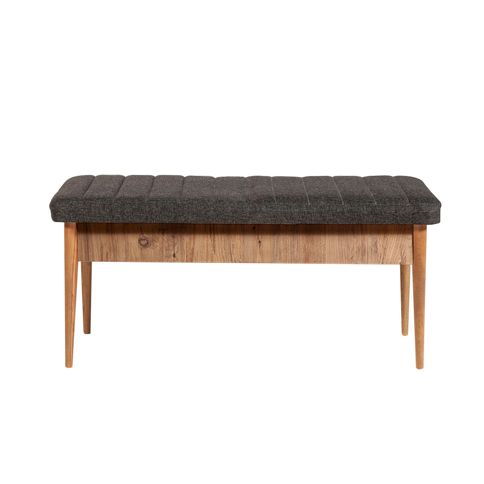 Conjunto de mesa de jantar extensível e cadeiras (4 peças), pinho do Atlântico e antracite, 130-165 cm | 100% revestido em melamina, tecido de linho, design escandinavo rústico