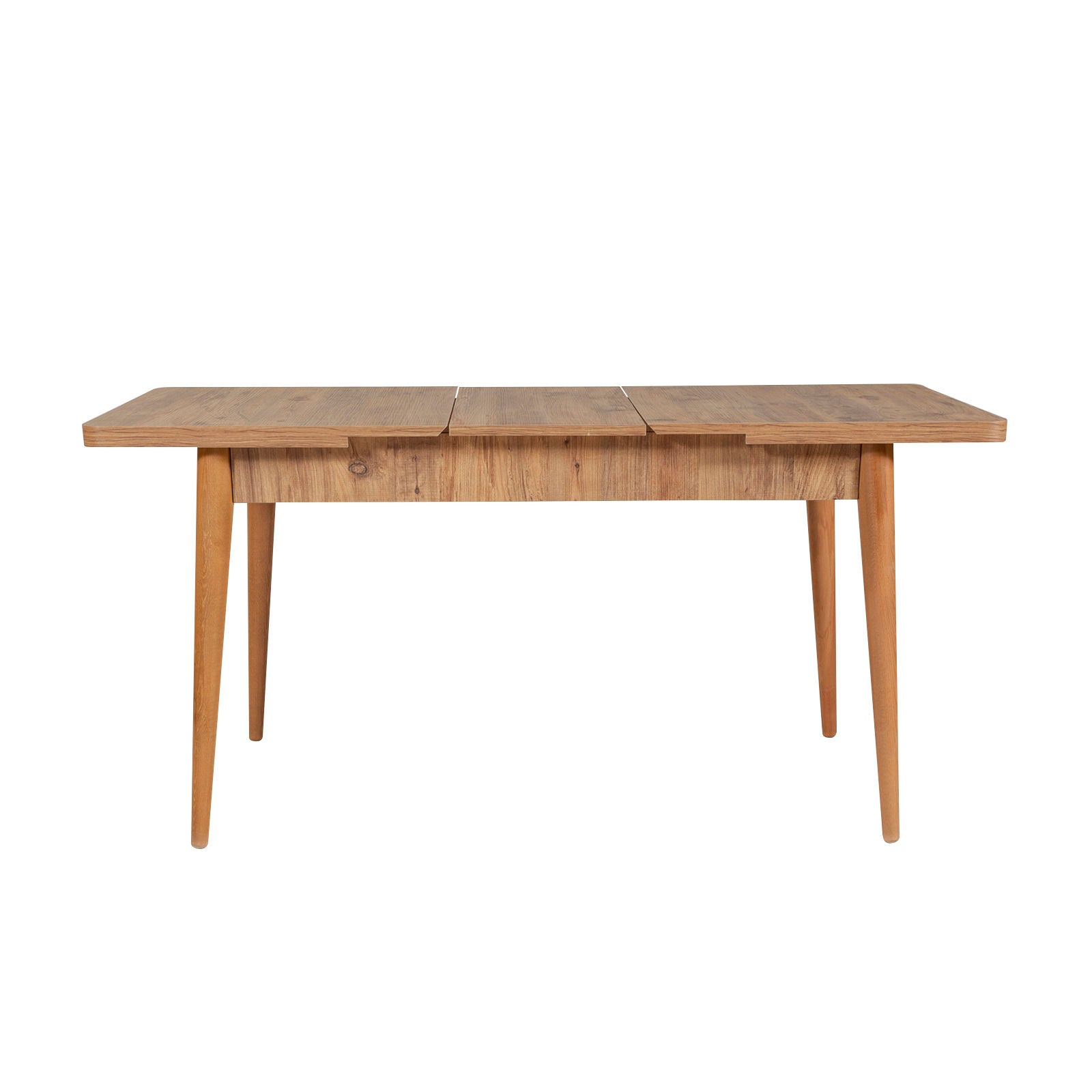 Conjunto de mesa de jantar extensível e cadeiras (4 peças), pinho atlântico e verde, 130-165 cm | 100% melamina, tecido de linho, design escandinavo rústico