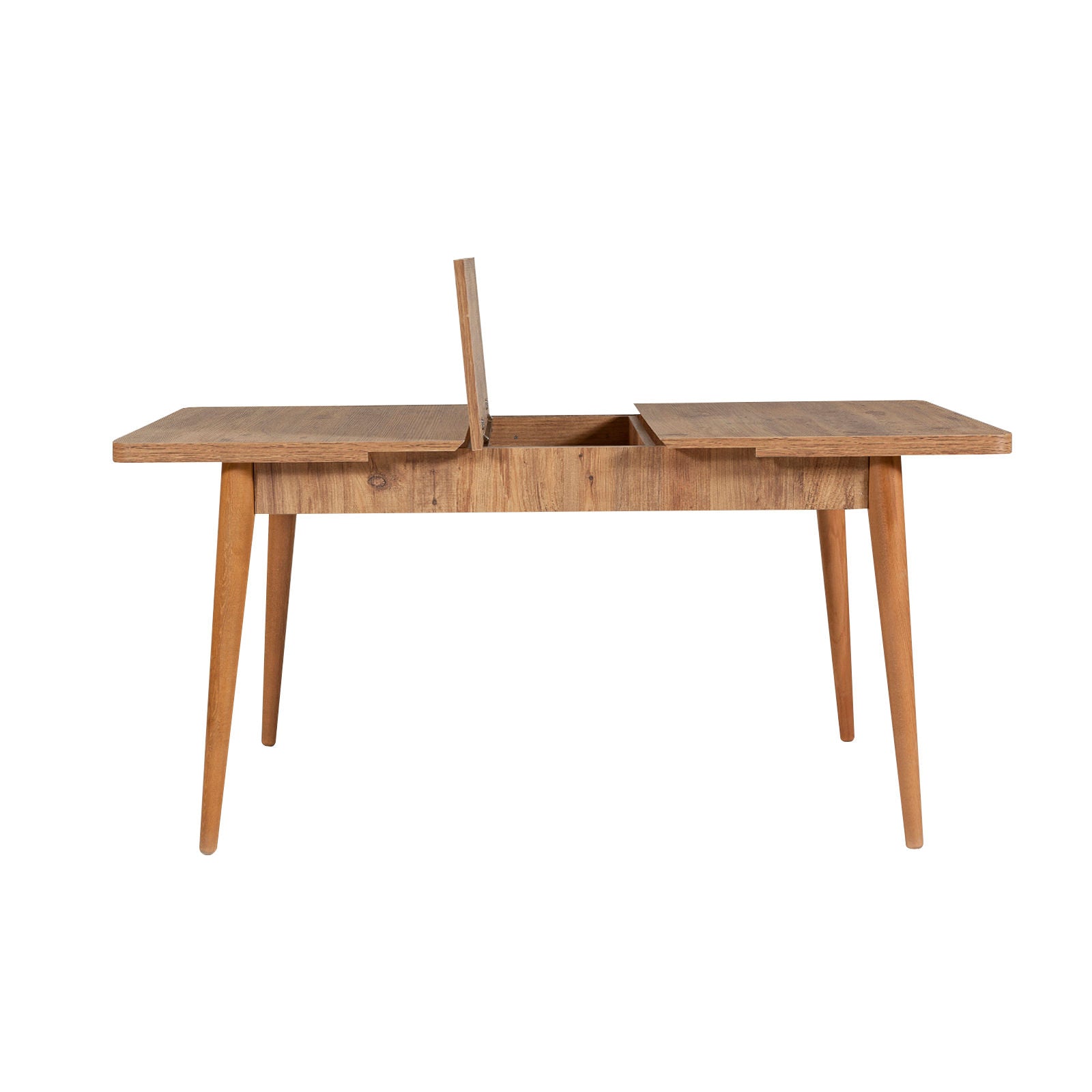 Conjunto de mesa de jantar extensível e cadeiras (4 peças), pinho atlântico e verde, 130-165 cm | 100% melamina, tecido de linho, design escandinavo rústico