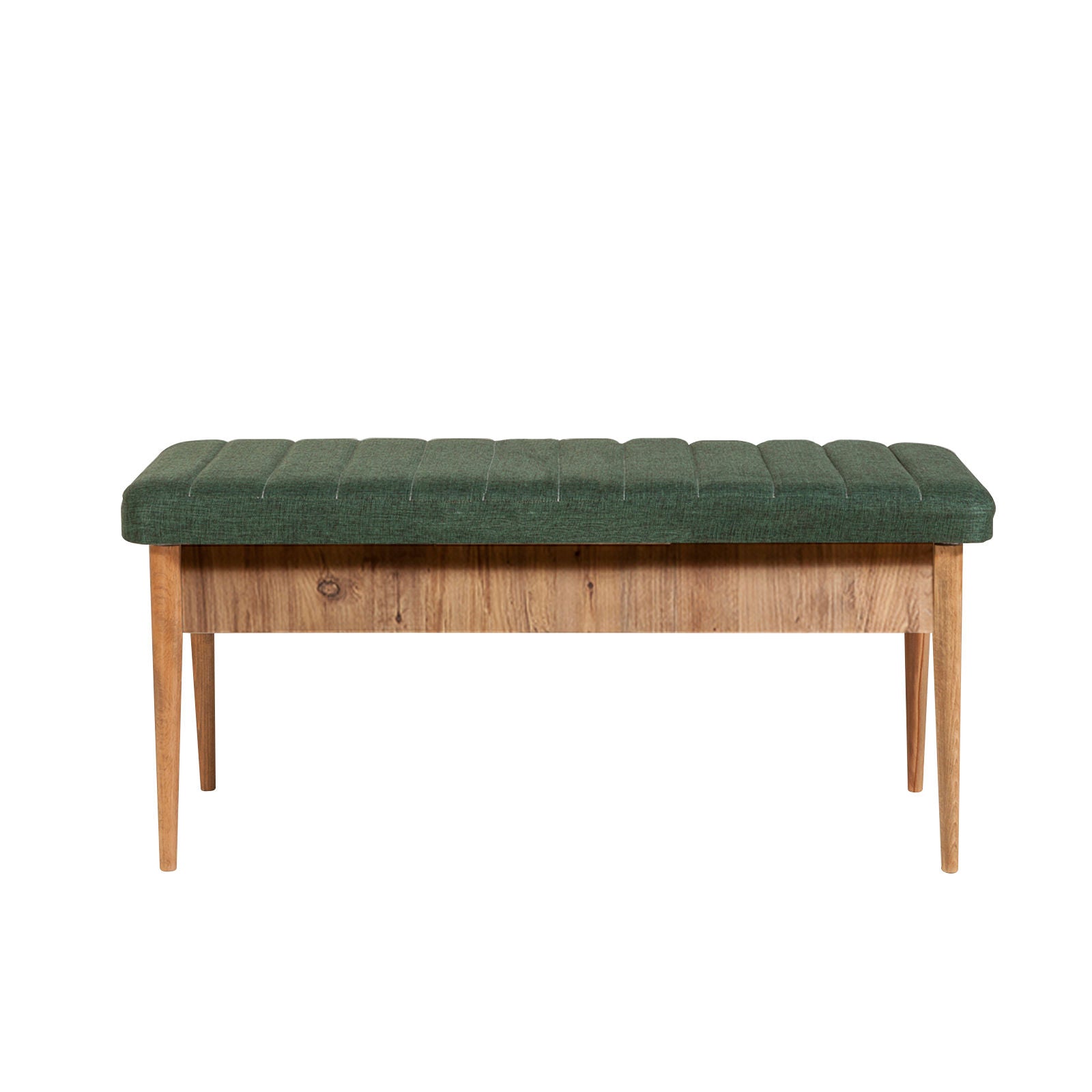 Conjunto de mesa de jantar extensível e cadeiras (4 peças), pinho atlântico e verde, 130-165 cm | 100% melamina, tecido de linho, design escandinavo rústico