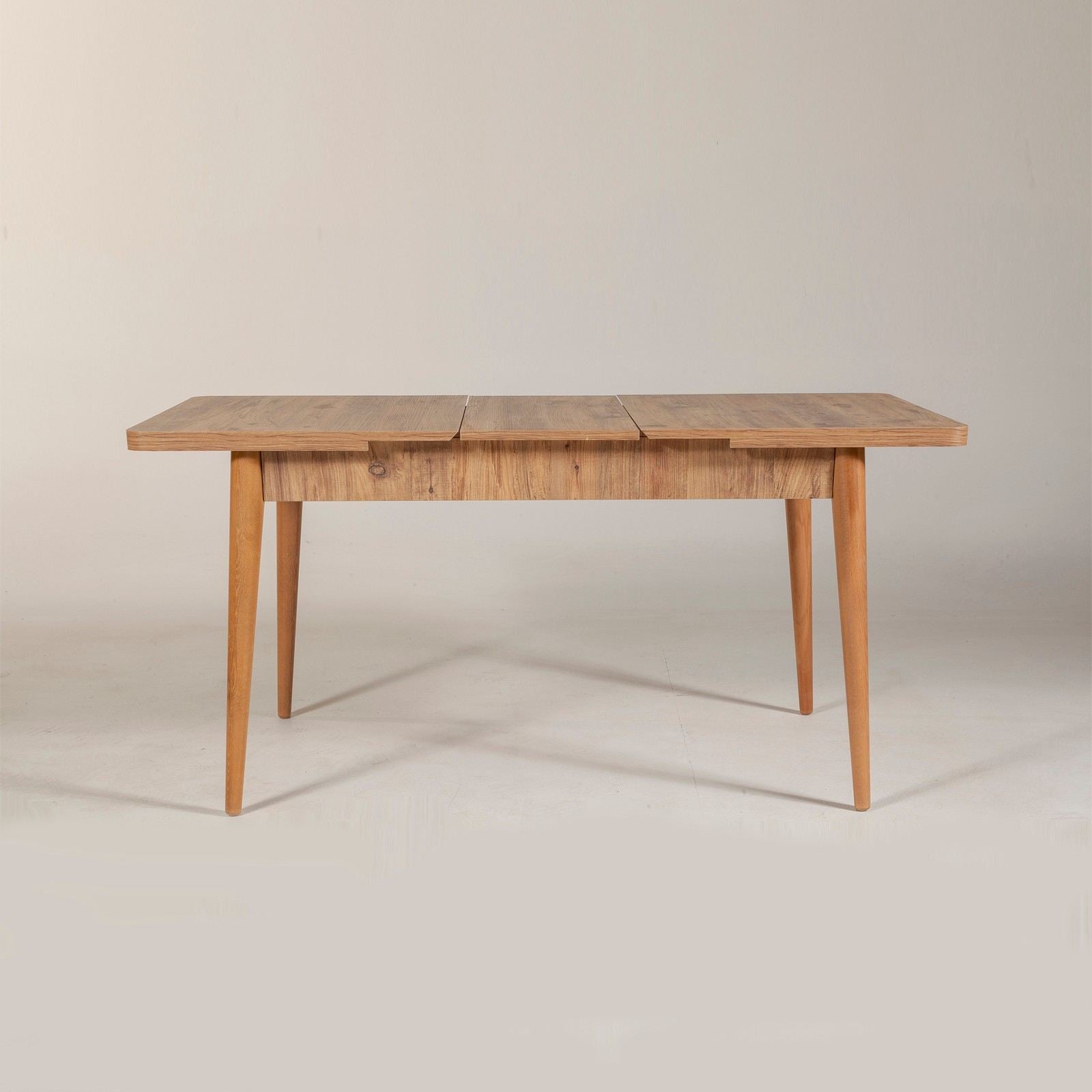 Mesa de Jantar Extensível, Pinho Atlântico, 130-165 cm | Painel de Partículas 100% Revestido com Melamina, 18 mm de Espessura | Pernas de Carpa, Design Rústico Moderno para Casa e Sala de Jantar