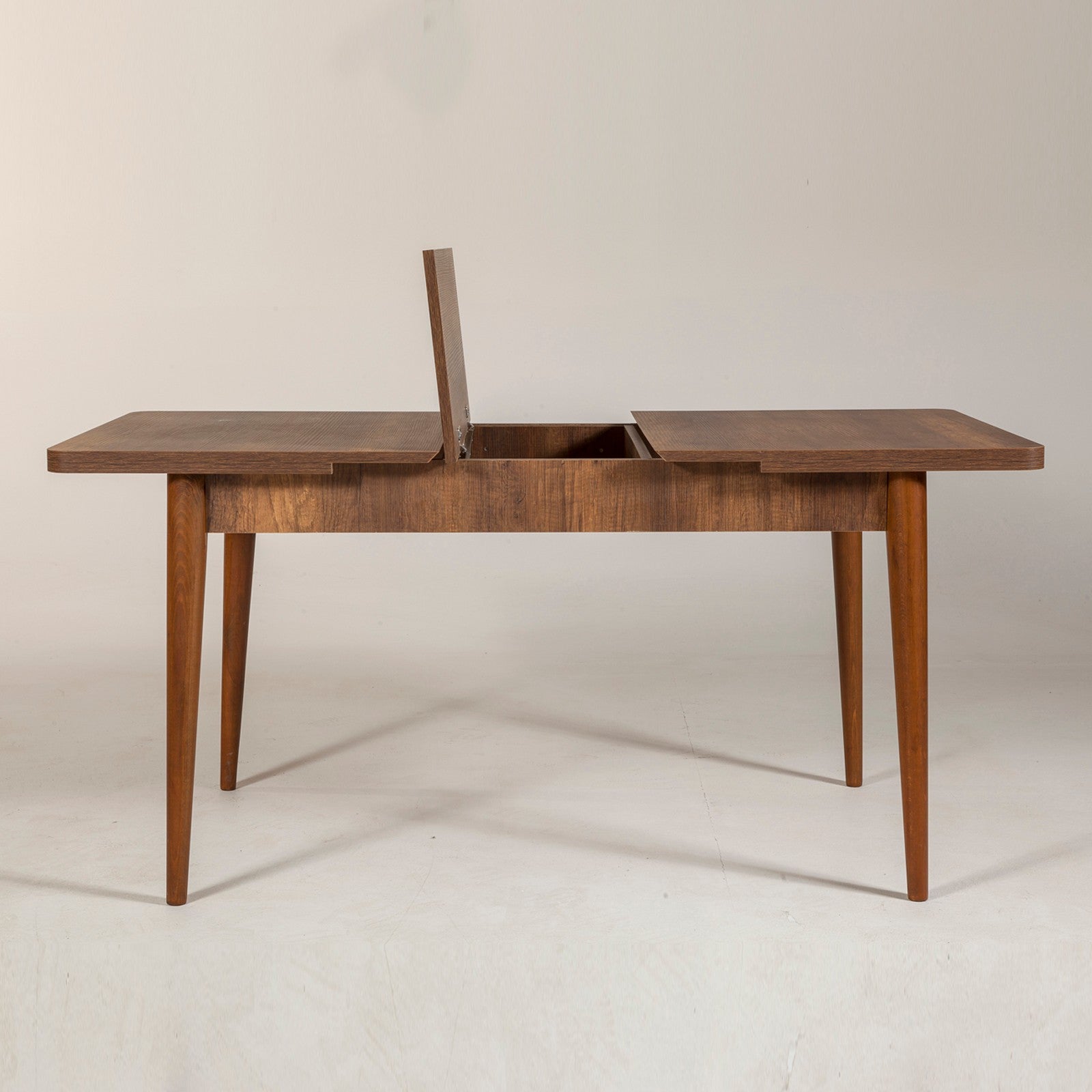 Mesa de Jantar Extensível, Nogueira, 130-165 cm | Painel de Partículas 100% Revestido com Melamina, 18 mm | Pés de Carpa, Design Rústico Moderno para Espaços de Jantar Versáteis