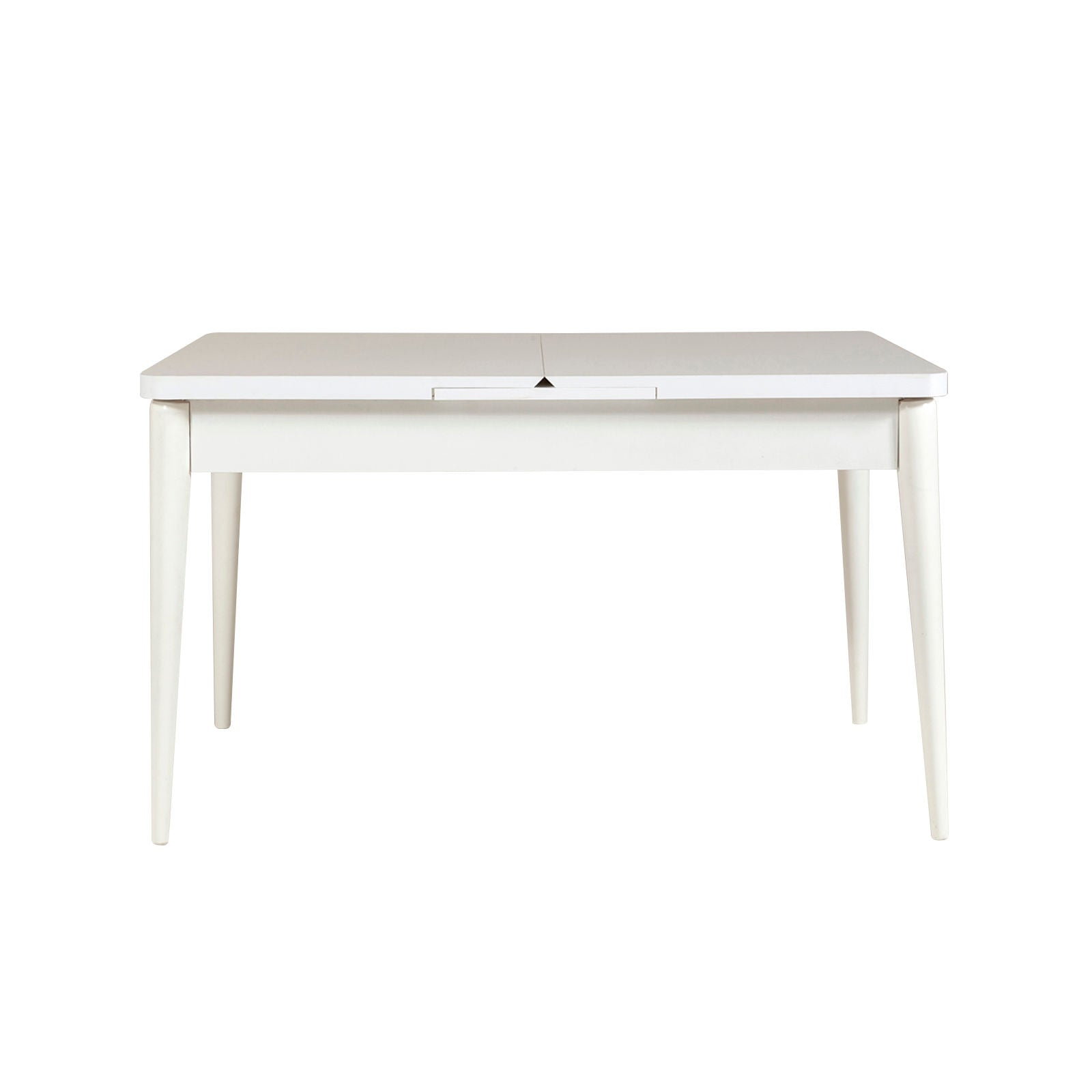 Conjunto moderno de mesa de jantar extensível e cadeiras (4 peças), branco e antracite, 100% revestido em melamina, pernas de madeira de carpa | Perfeito para salas de jantar elegantes
