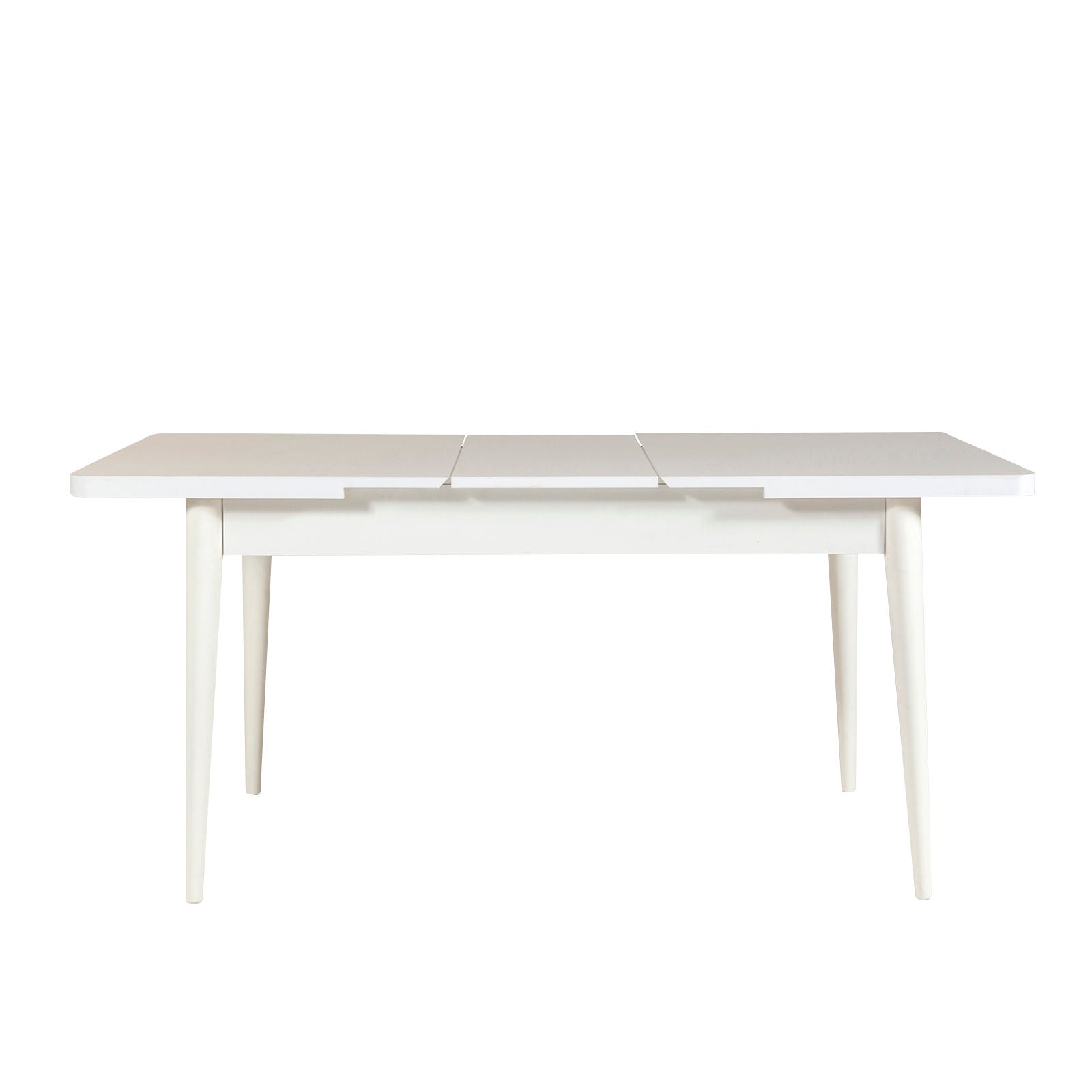Conjunto moderno de mesa de jantar extensível e cadeiras (4 peças), branco e antracite, 100% revestido em melamina, pernas de madeira de carpa | Perfeito para salas de jantar elegantes