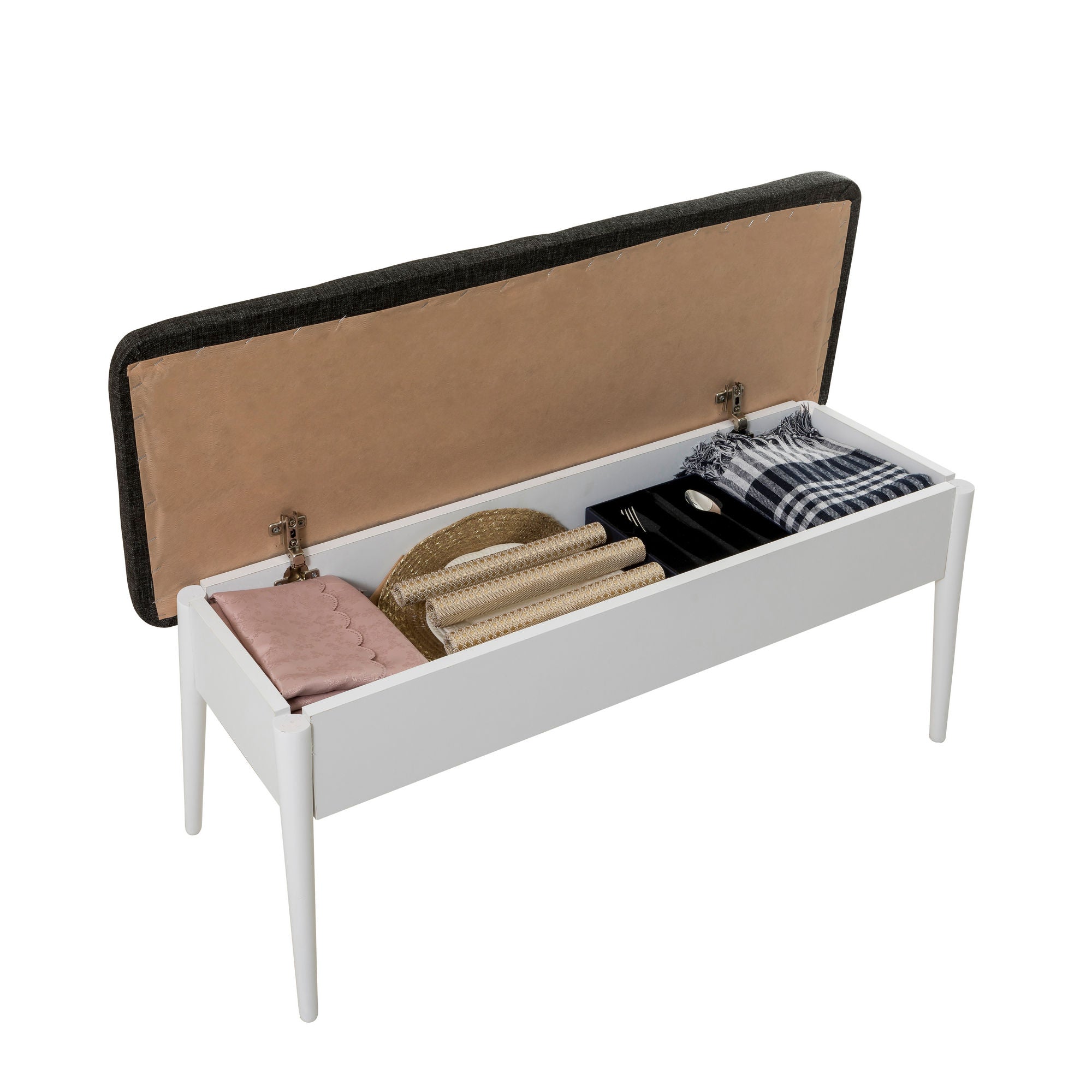 Conjunto moderno de mesa de jantar extensível e cadeiras (4 peças), branco e antracite, 100% revestido em melamina, pernas de madeira de carpa | Perfeito para salas de jantar elegantes
