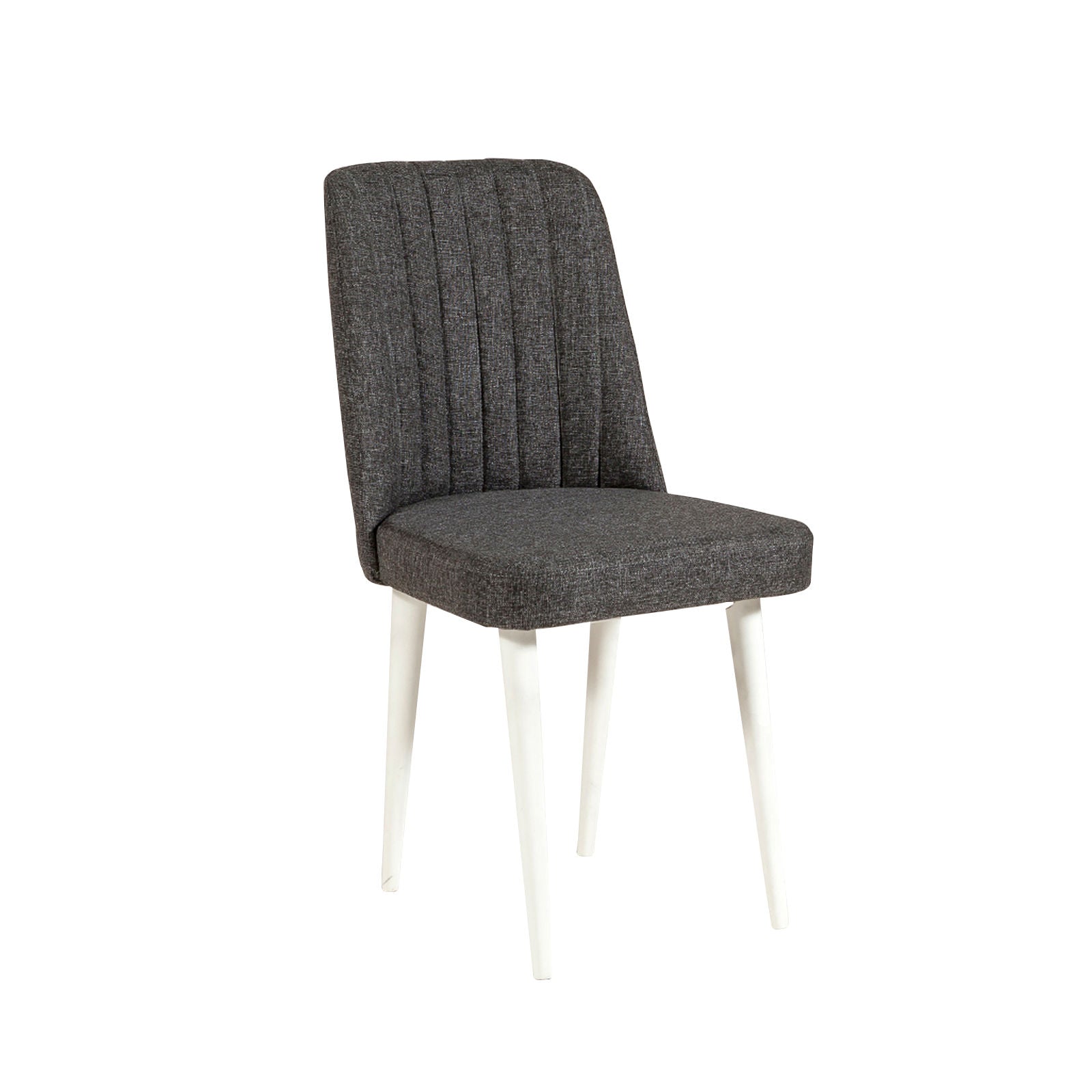Conjunto moderno de mesa de jantar extensível e cadeiras (4 peças), branco e antracite, 100% revestido em melamina, pernas de madeira de carpa | Perfeito para salas de jantar elegantes