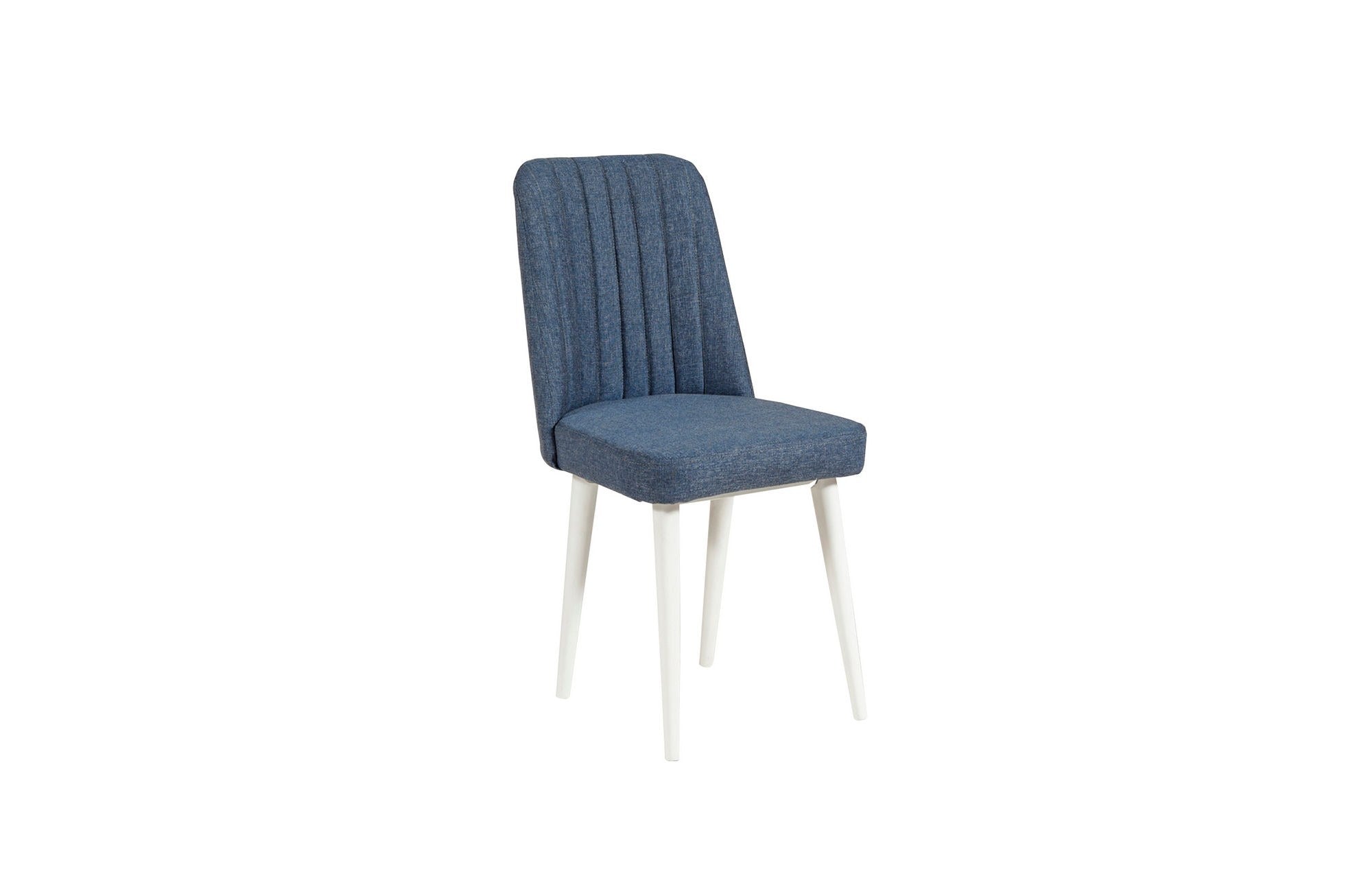Conjunto de mesa de jantar extensível e cadeiras – 130x80cm (extensível até 165cm) – branco e azul-escuro – melamina e madeira