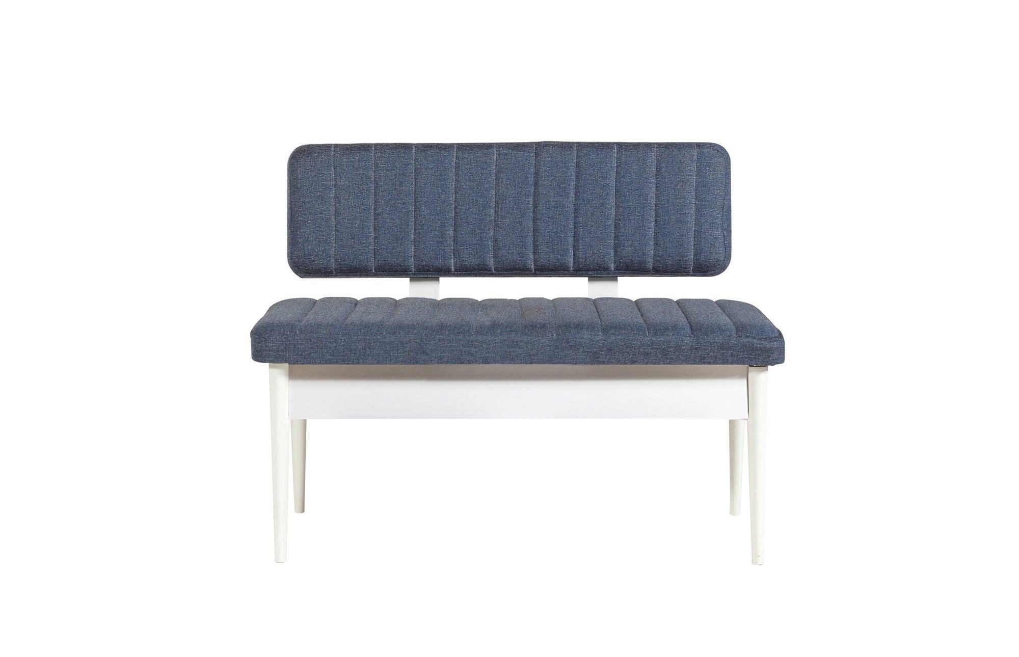 Conjunto de mesa de jantar extensível e cadeiras – 130x80cm (extensível até 165cm) – branco e azul-escuro – melamina e madeira