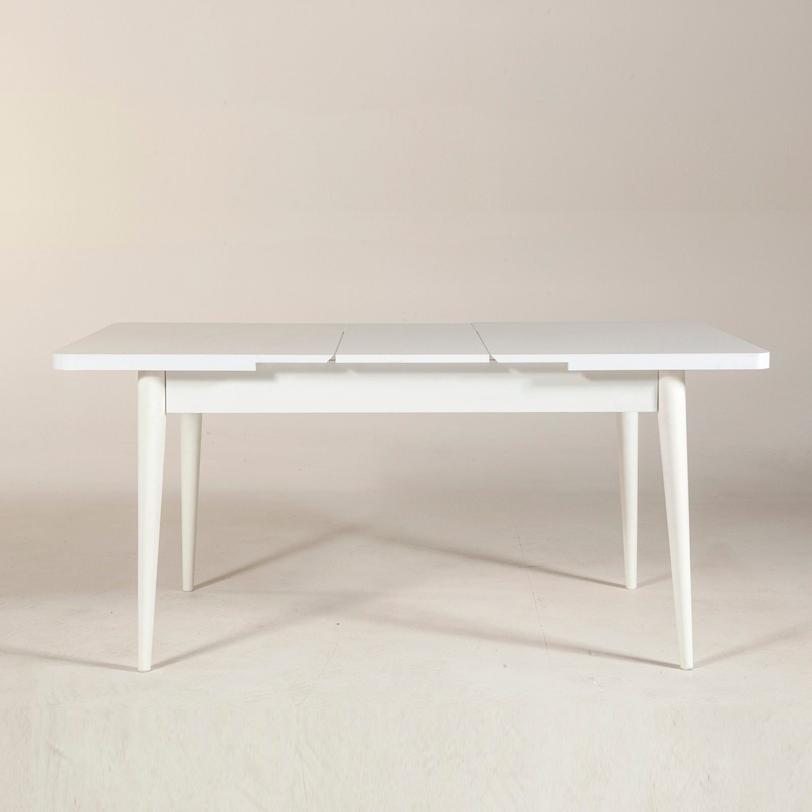 Mesa de Jantar Extensível Moderna, Branca, 130-165 cm | Painel de Partículas 100% Revestido em Melamina, 18 mm de Espessura | Pernas de Carpa, Elegante e Versátil para Qualquer Espaço
