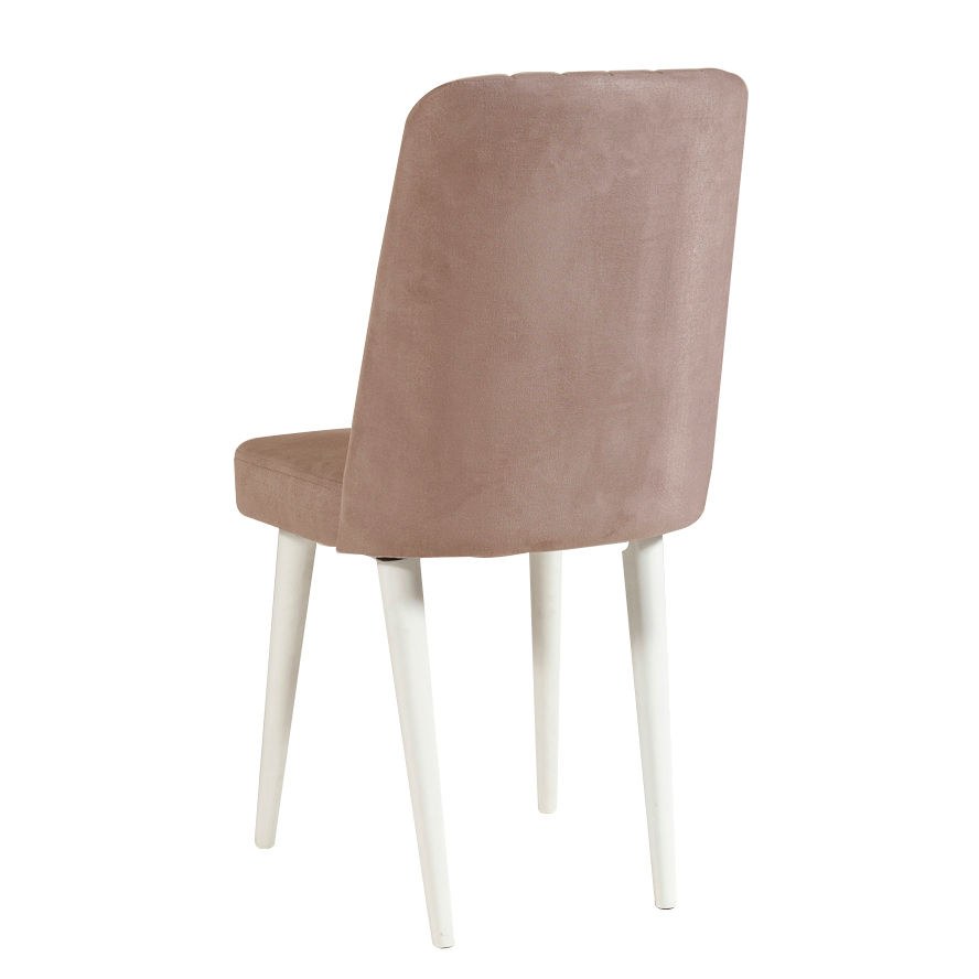 Conjunto de mesa de jantar extensível e cadeiras – 130 cm largura, 165 cm aberto – branco e pedra – MDF revestido de melamina e veludo
