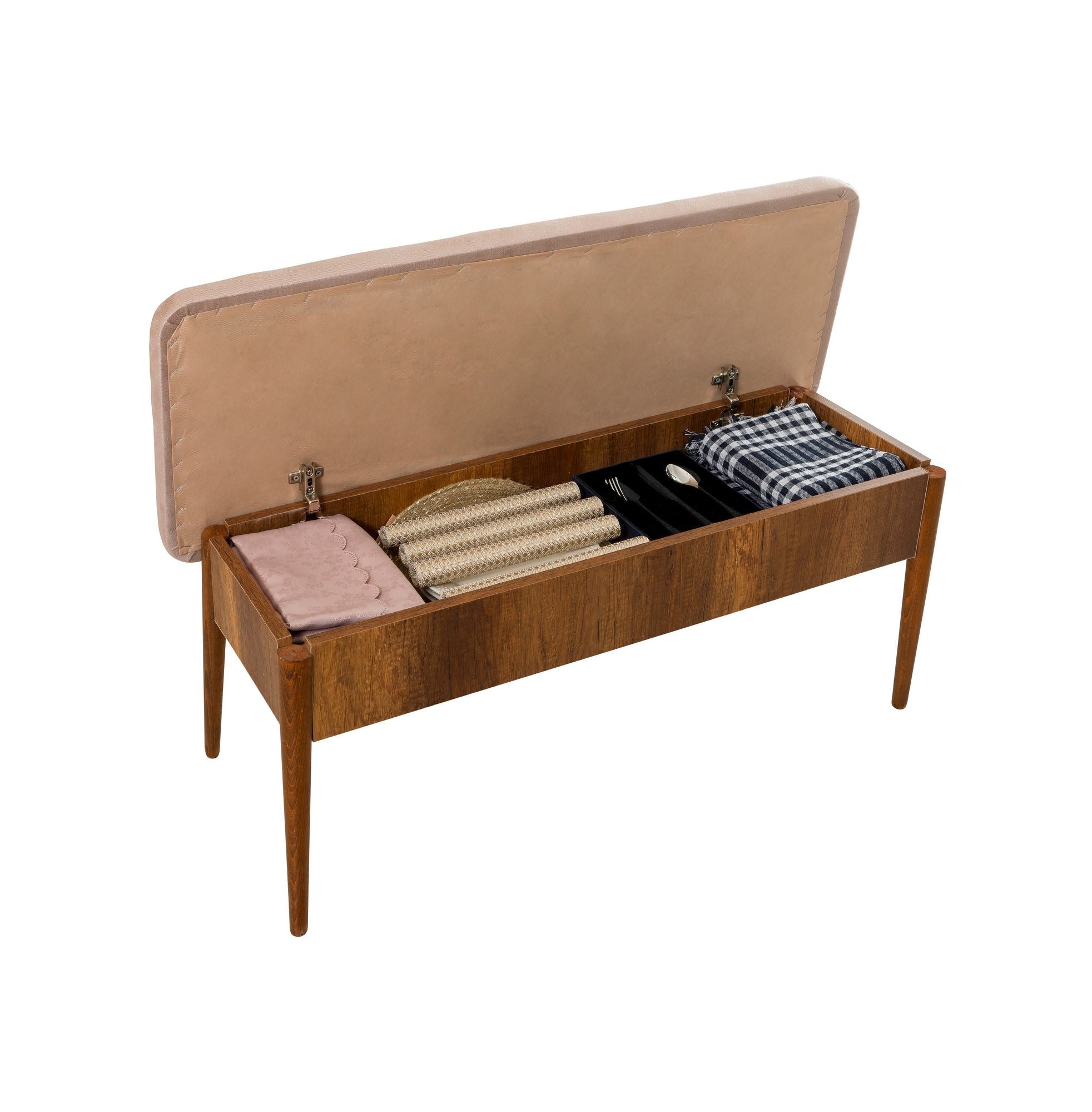 Conjunto de mesa de jantar extensível e cadeiras (5 peças), nogueira e pedra, 130-165 cm | 100% veludo e revestimento em melamina | Design rústico moderno para refeições elegantes
