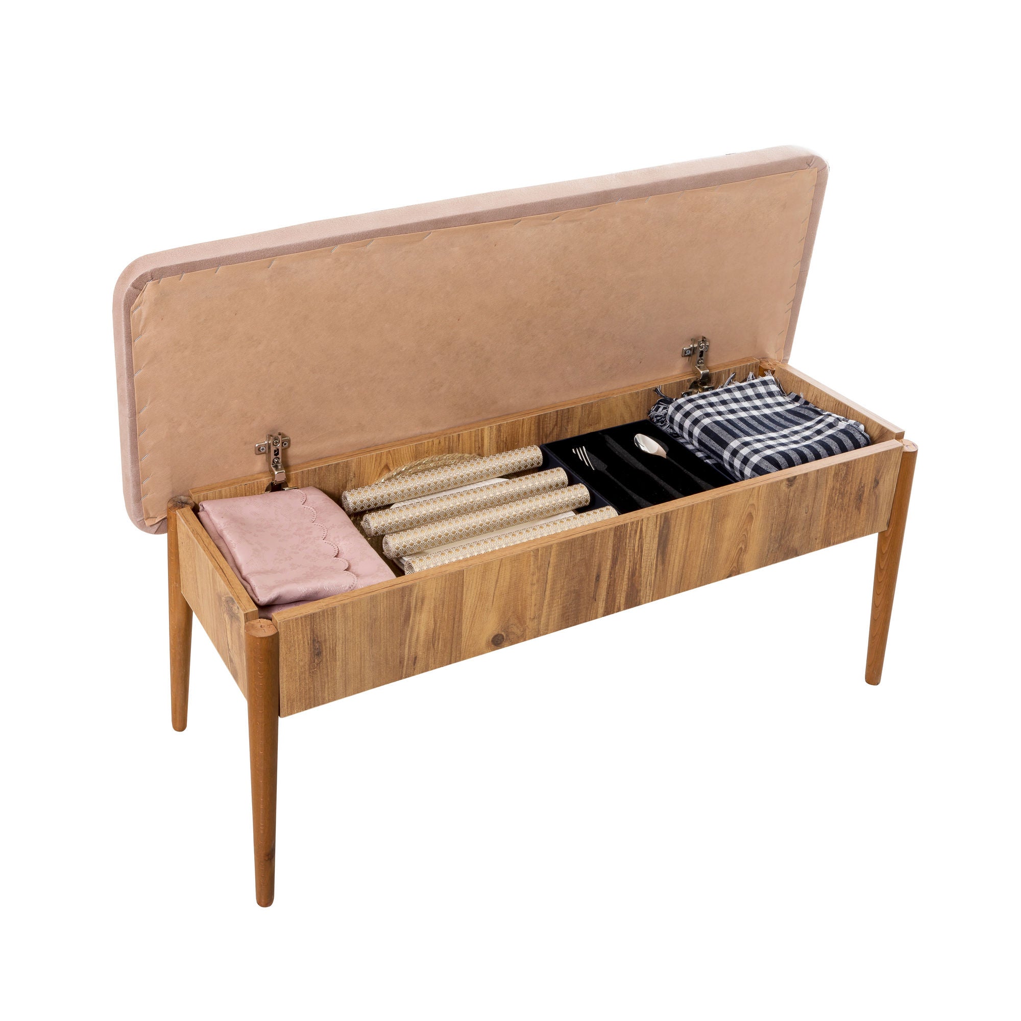 Conjunto de mesa de jantar extensível e cadeiras (4 peças), pinho atlântico e pedra, 130-165 cm | 100% veludo, pernas de madeira de carpa | Design rústico moderno para refeições elegantes