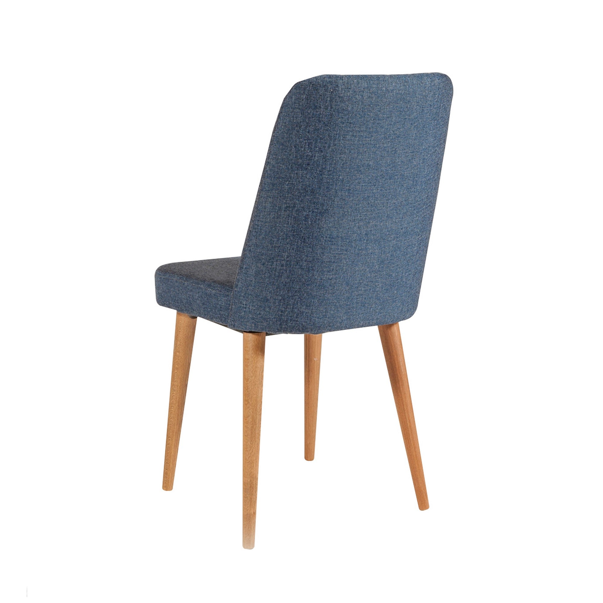 Conjunto moderno de mesa e cadeiras de 4 peças, pinho atlântico e azul-marinho | 100% revestido em melamina, 18 mm de espessura | Jantar elegante com pernas de madeira e espuma de linho