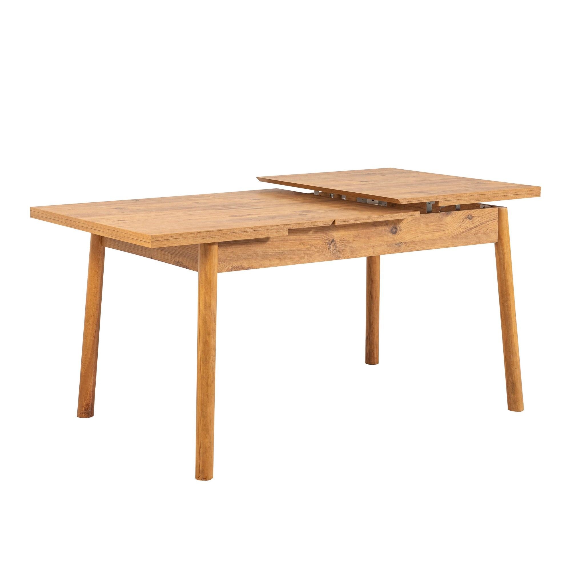 Mesa de Jantar Extensível, Pinho Atlântico, 120-153 cm | Painel de Partículas 100% Revestido em Melamina, 18 mm de Espessura | Pernas de Madeira Elegantes, Perfeitas para Casas Rústicas Modernas