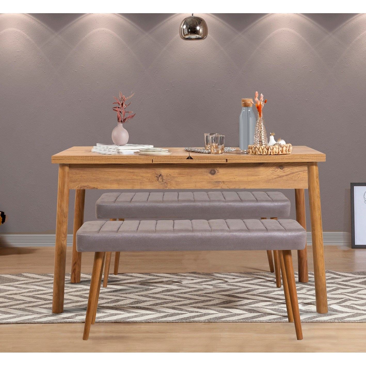 Mesa de Jantar Extensível, Pinho Atlântico, 120-153 cm | Painel de Partículas 100% Revestido em Melamina, 18 mm de Espessura | Pernas de Madeira Elegantes, Perfeitas para Casas Rústicas Modernas
