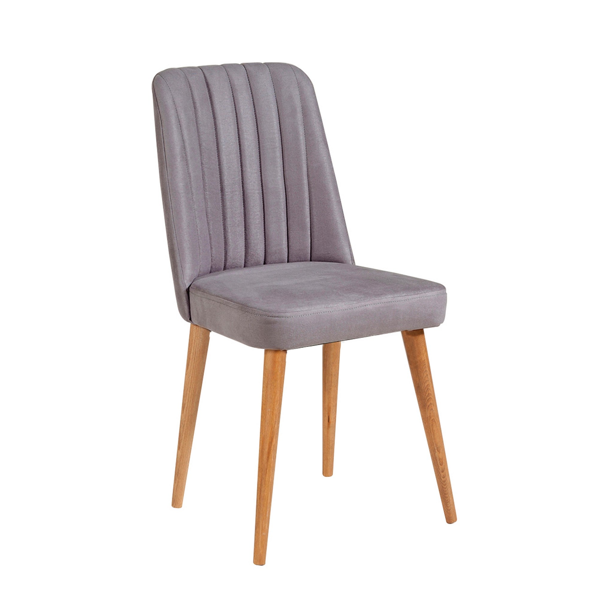 Conjunto moderno de mesa e cadeiras de 4 peças, pinho atlântico e cinza | Cadeiras 100% revestidas em melamina e espuma de veludo | Solução de jantar elegante para casas rústicas e escandinavas